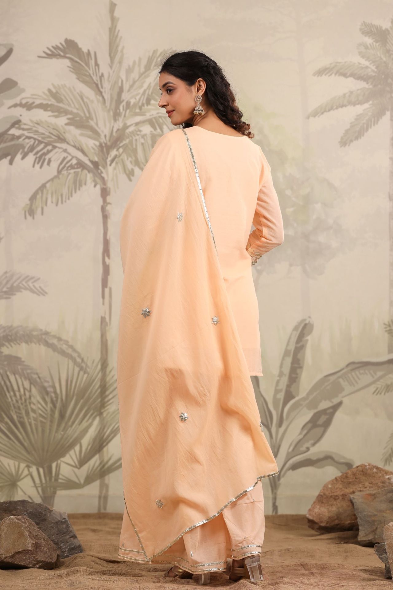 Peach Luxe Stunning Embroidered Sharara Set image 5