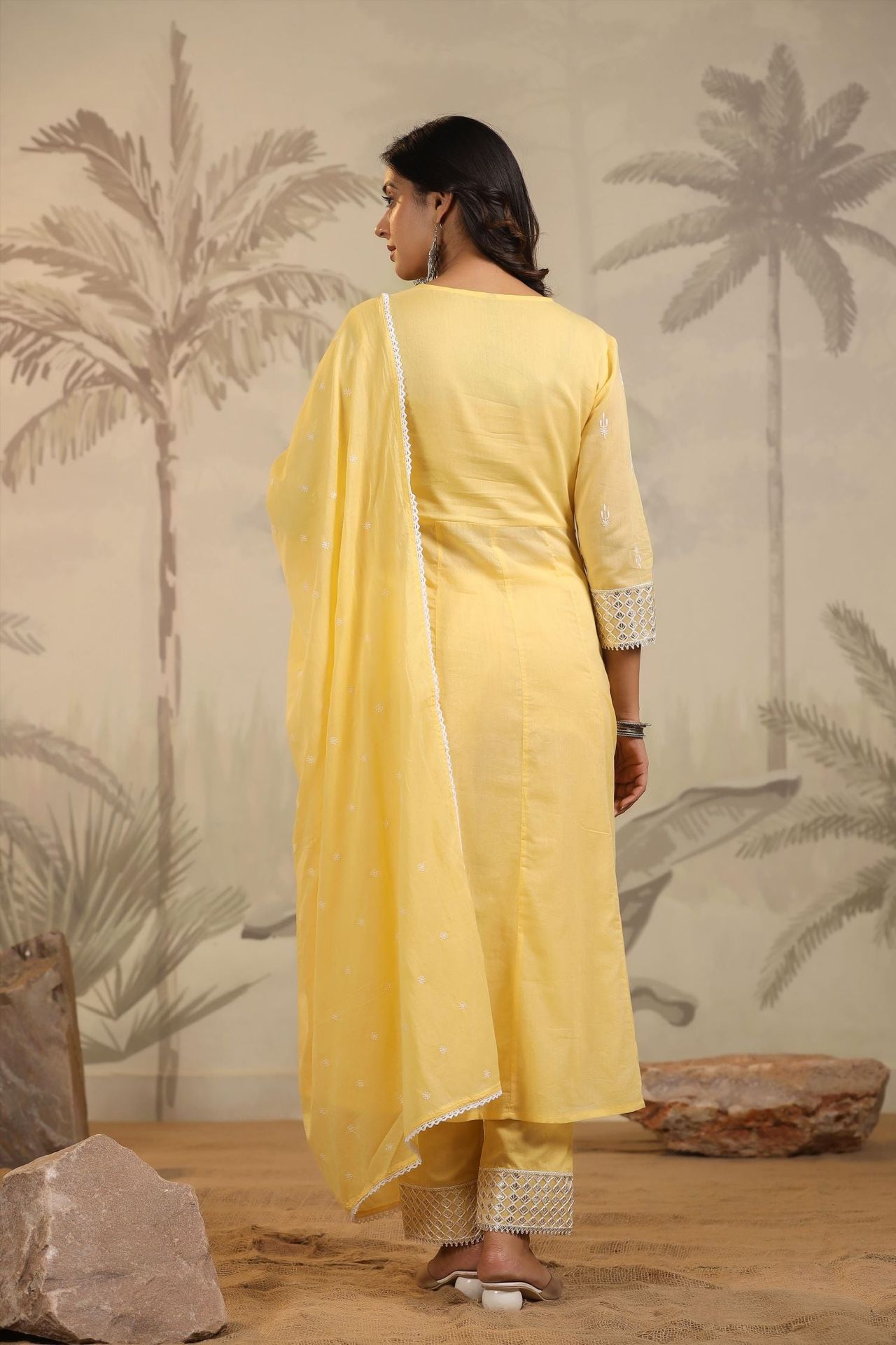 Freyaa Golden Glow A Yellow Cotton Three Piece Set image 5
