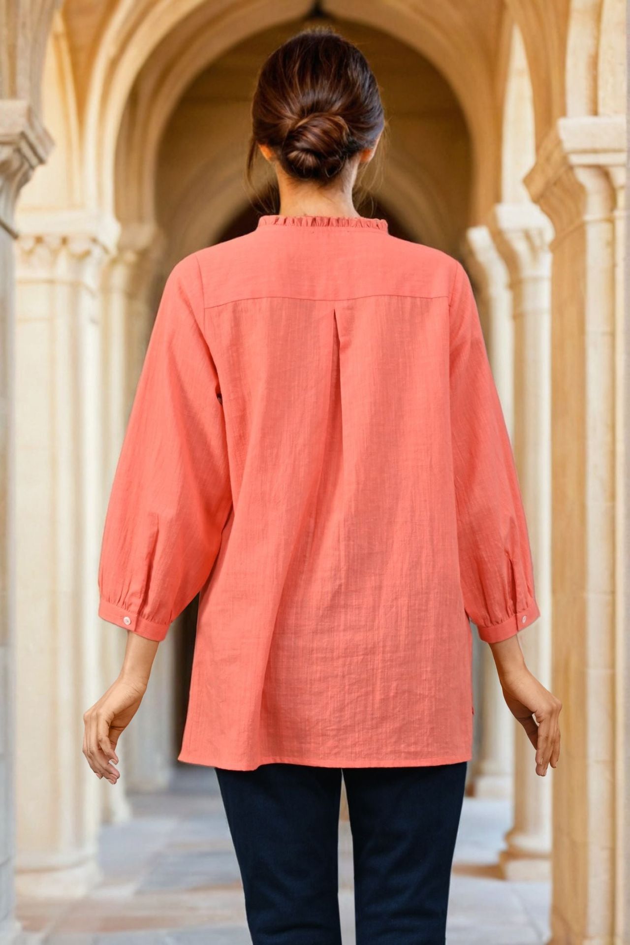Bright Bloom Orange Top With Subtle Detailing image 6