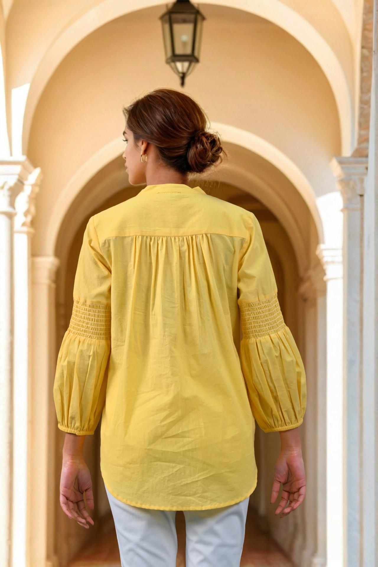 Golden Charm Front-button Yellow Top image 5