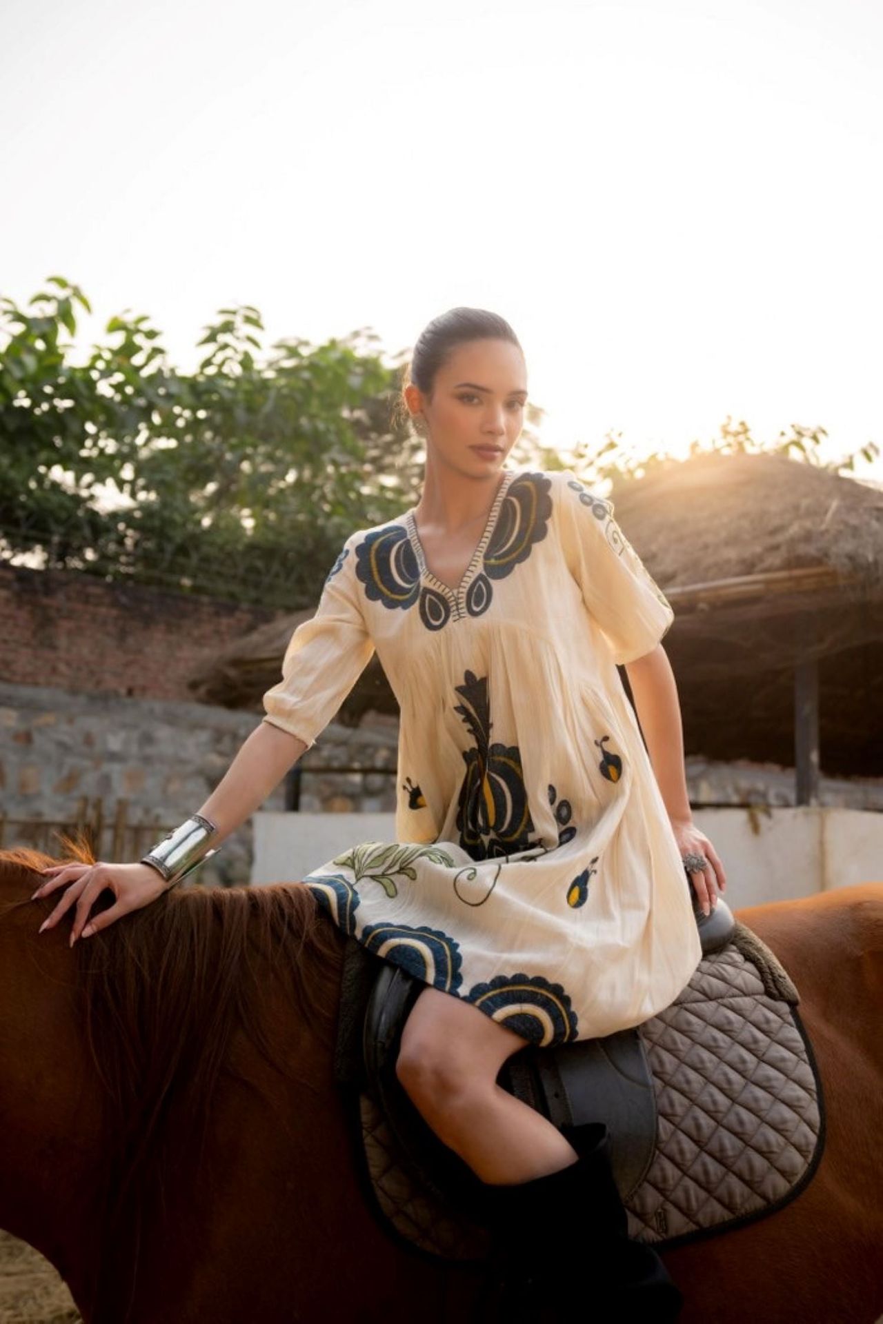 Soft Cream Tunic With Artistic Embroidery Detail image 5