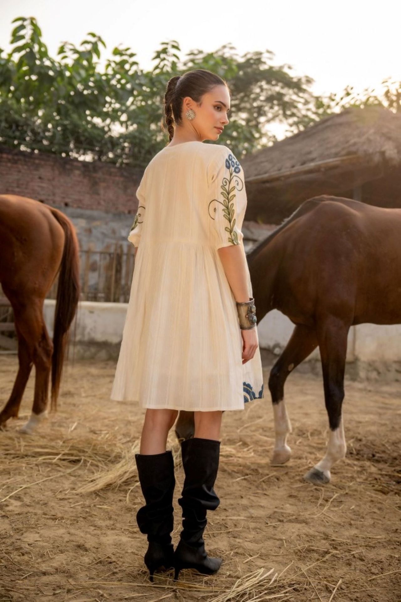 Soft Cream Tunic With Artistic Embroidery Detail image 6