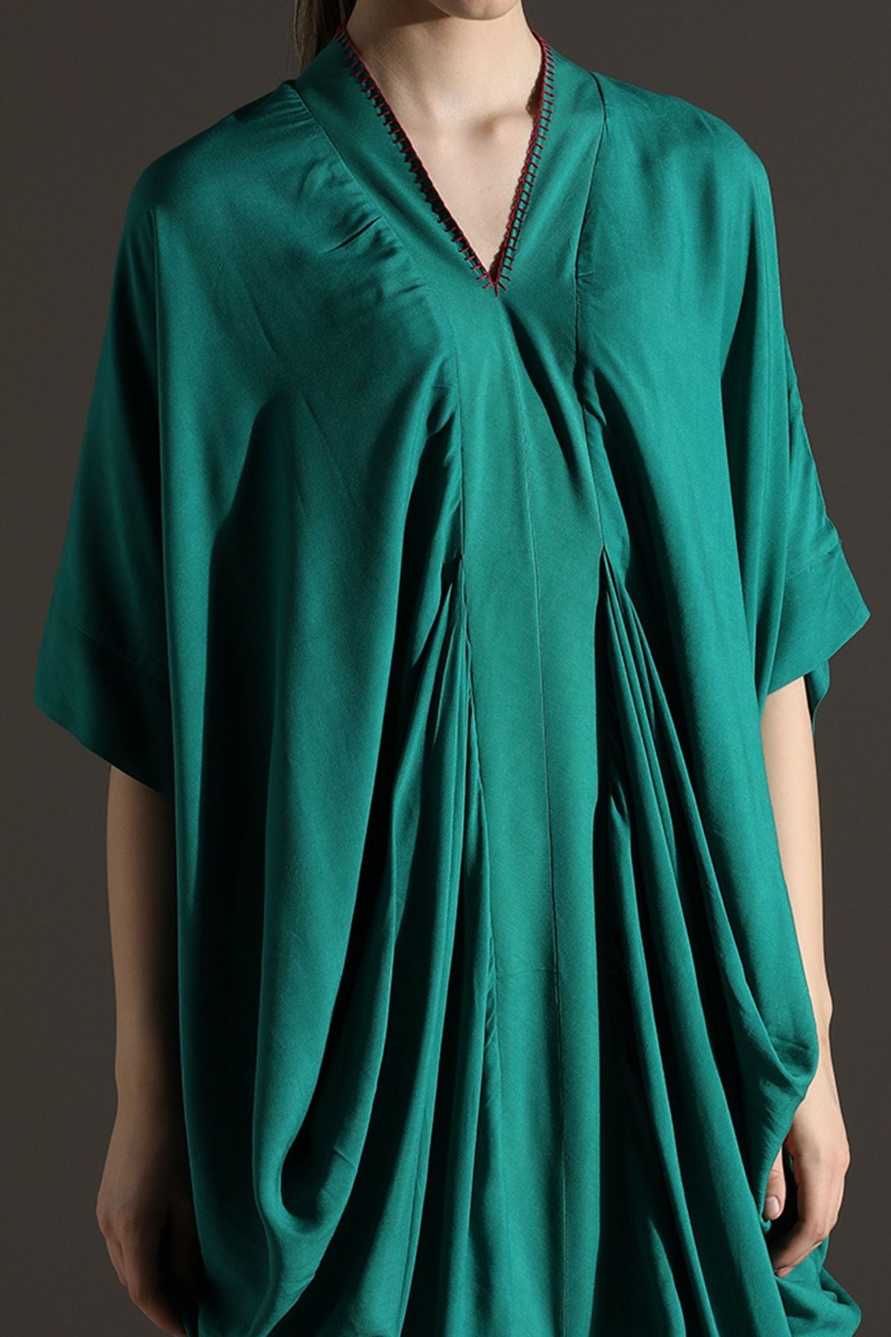 Green Kaftan Style Long Dress image 3