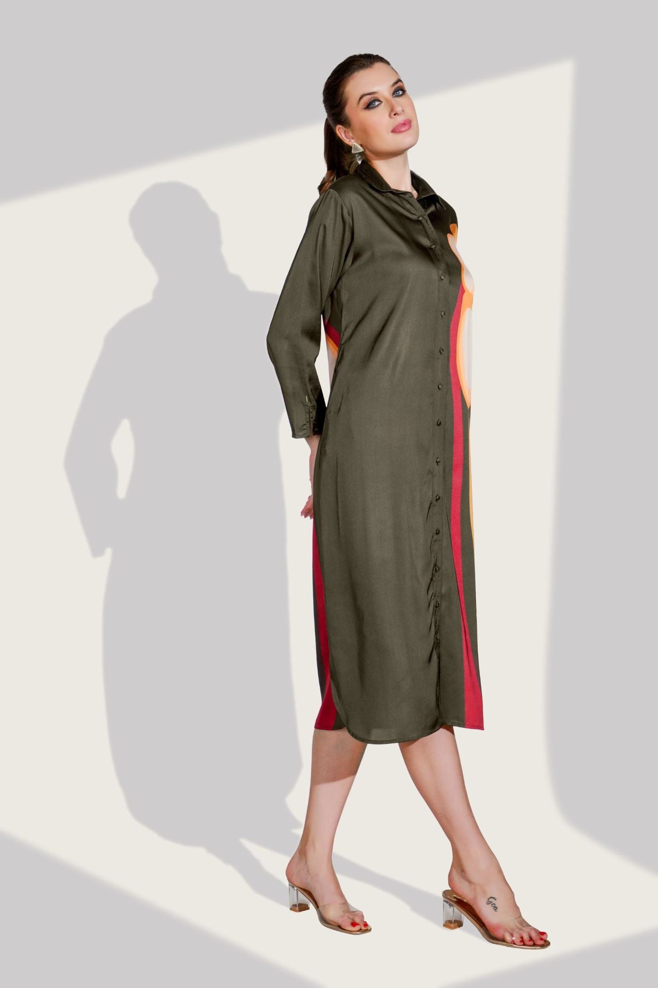 Black Long Dress With Side Print image 5