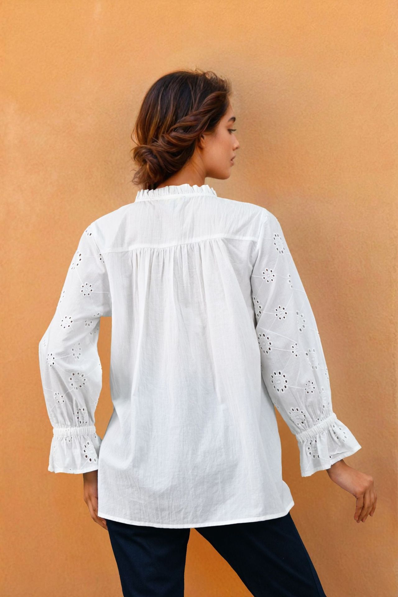 White Bloom Eyelet Floral Top image 5
