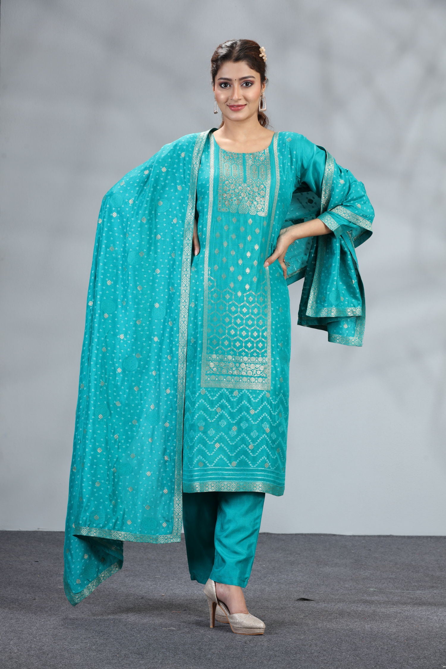 Majesty Silk Three Piece Kurta Set image 4