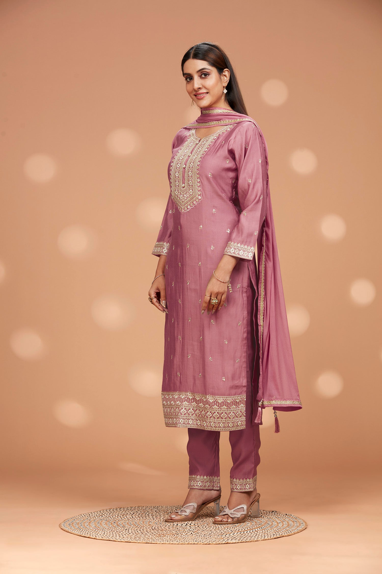 Three- Piece Embordered Silk Blend Kurta With Pants And Dupatta image 4
