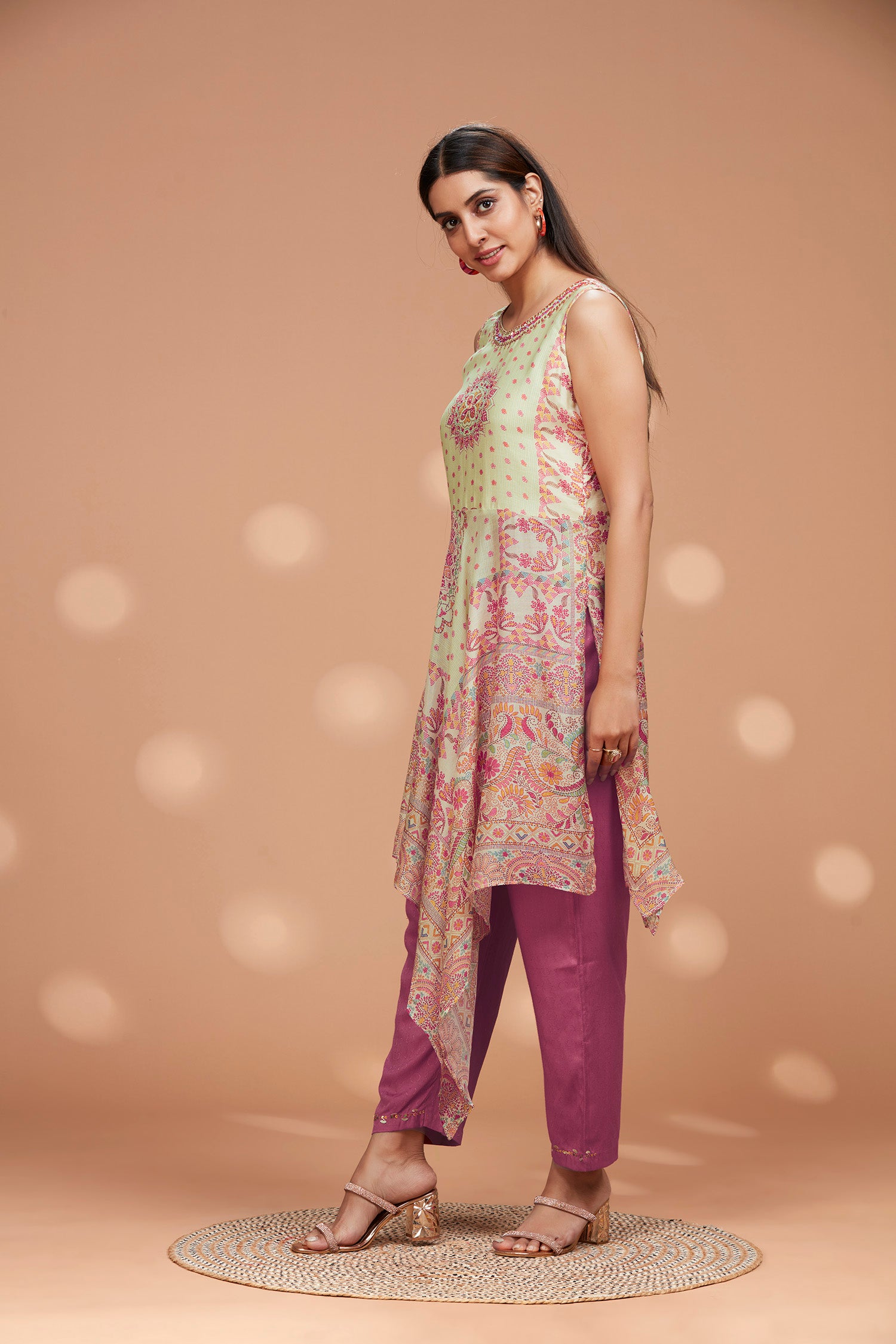 Two- Piece Muslin Front Long Slit Kurta Set image 4