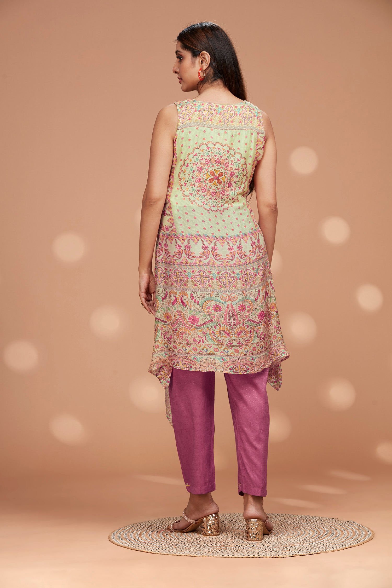 Two- Piece Muslin Front Long Slit Kurta Set image 6