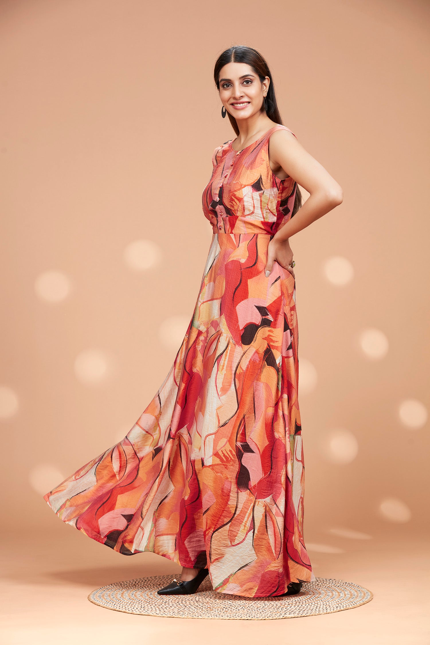 Cotton Flowy Sleeveless Long Gown (COPY) image 4