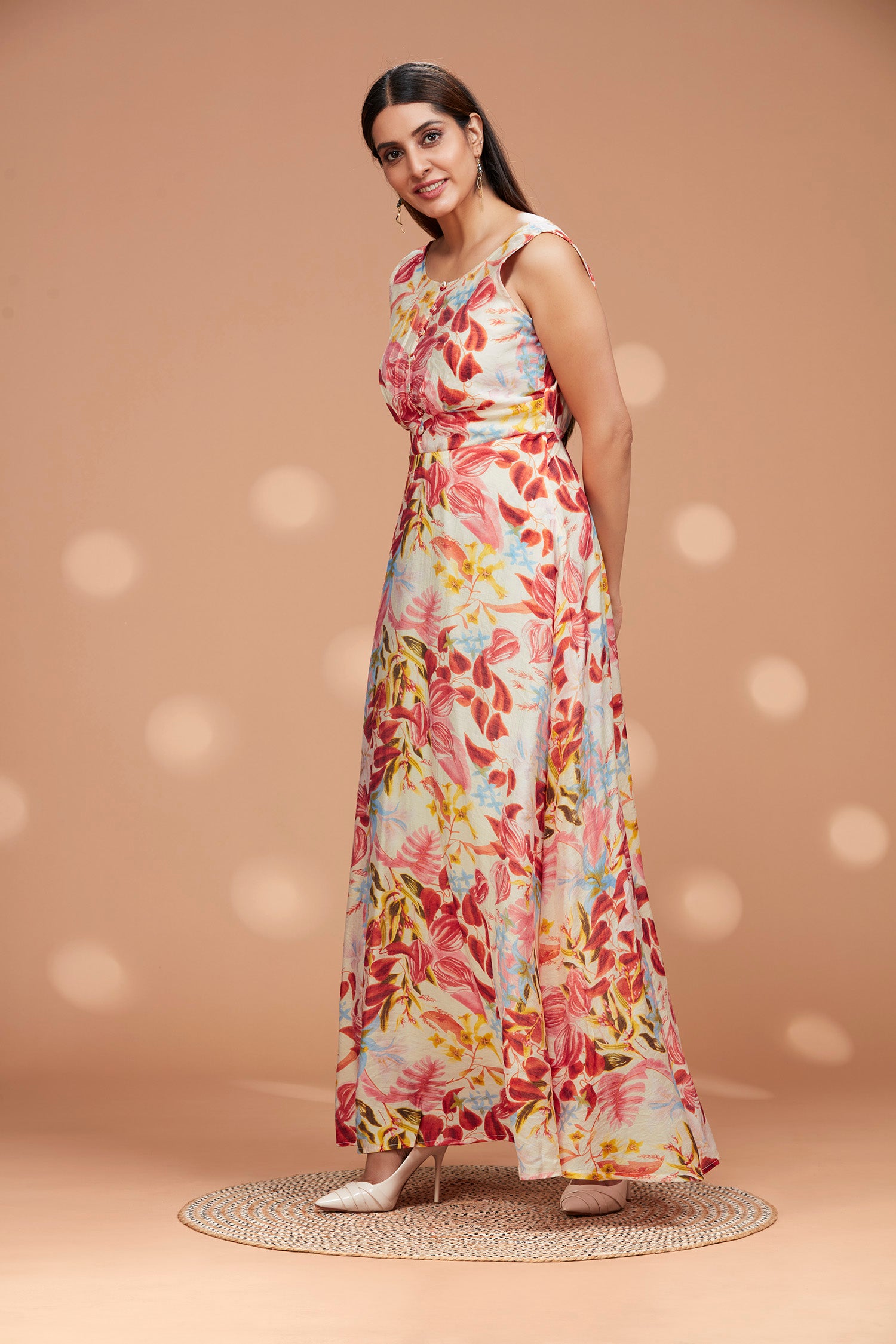Floral Cotton Flowy Sleeveless Long Gown image 4