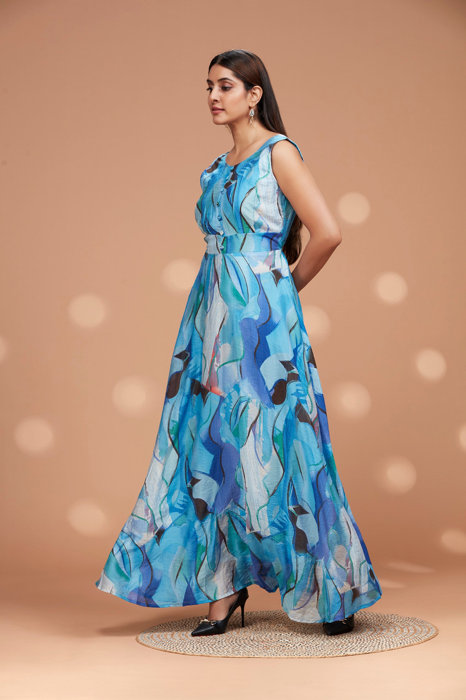 Cotton Flowy Sleeveless Long Gown image 4
