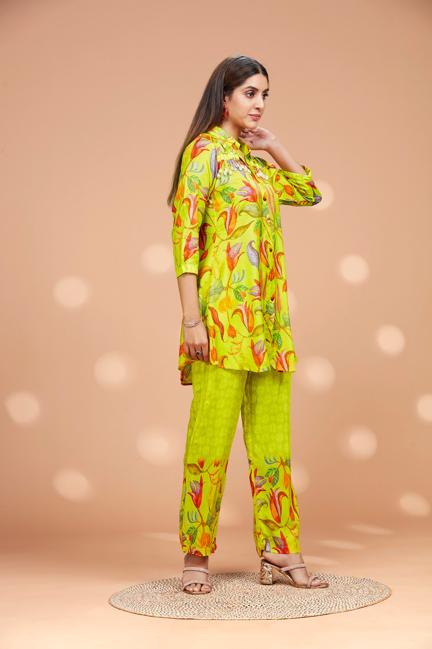 Muslin Printed Co-ord Set With Seashell On Neck image 4