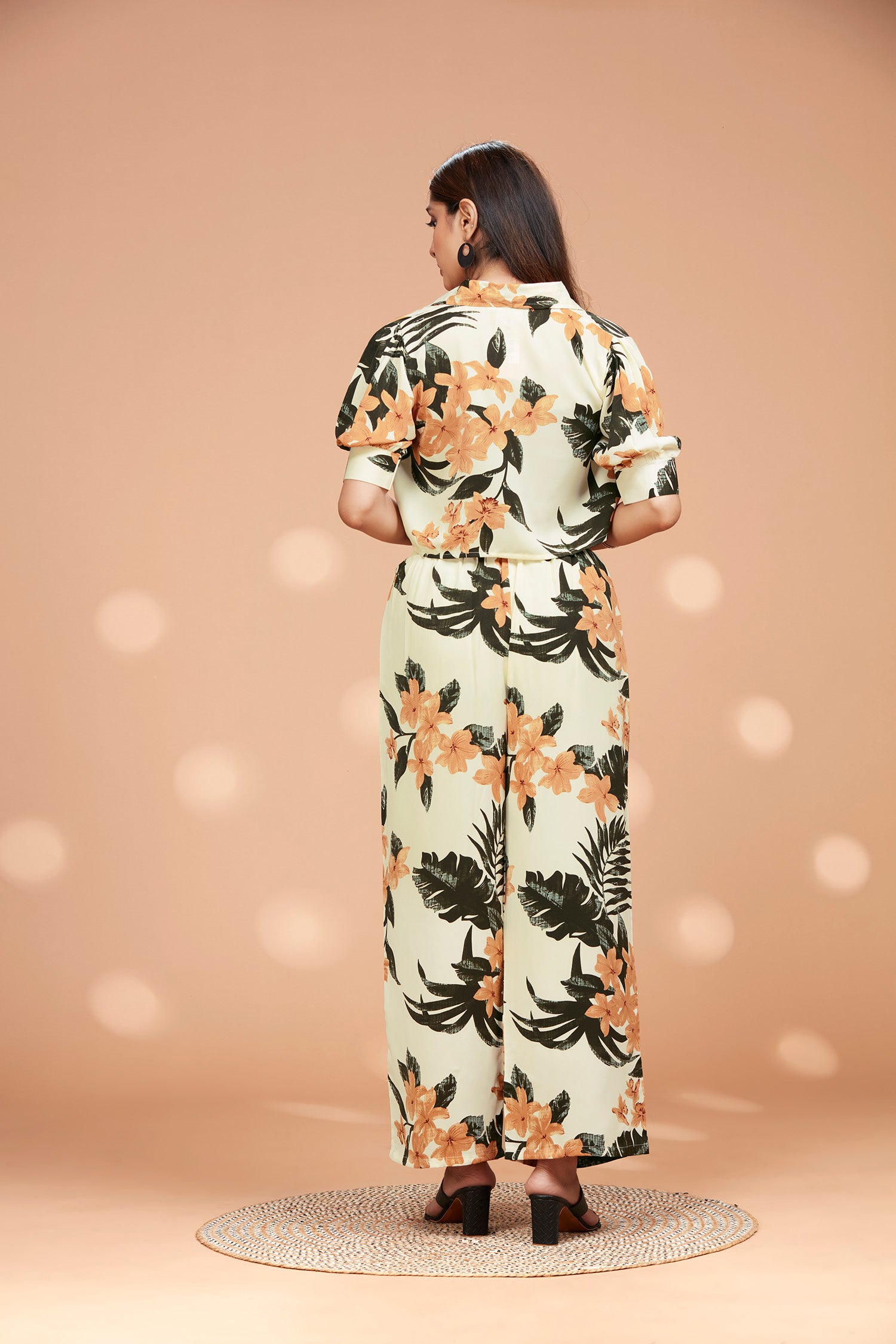 Bobby Style Co-ord Set With Collared Neck (WHITE) image 3