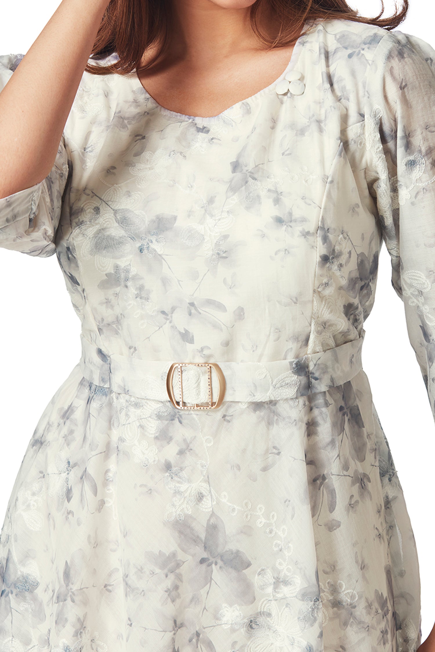 Denim Shirt Dress With Belt And Print image 9