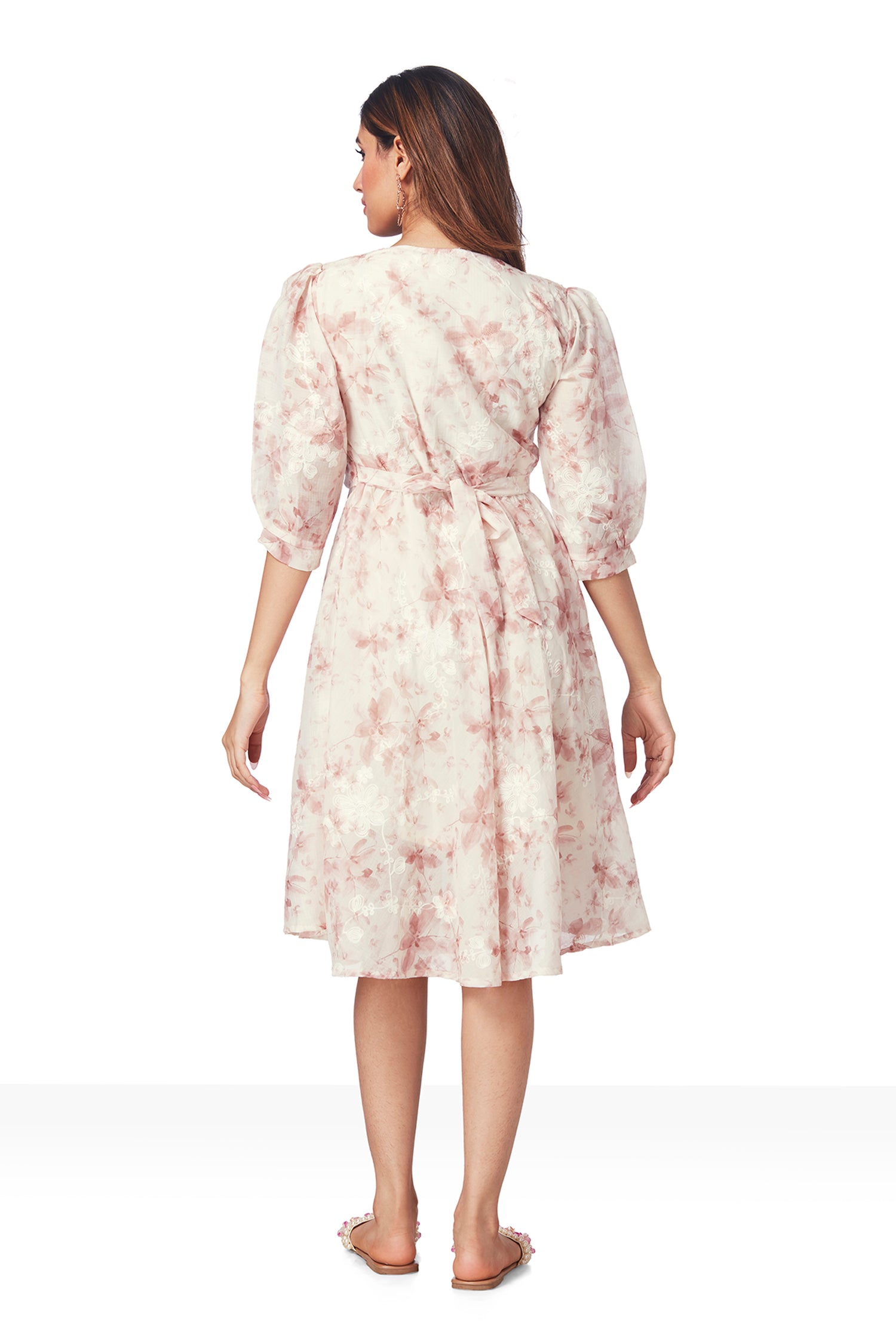 Classy Cotton Floral Printed Tunic Dress (PINK) image 6