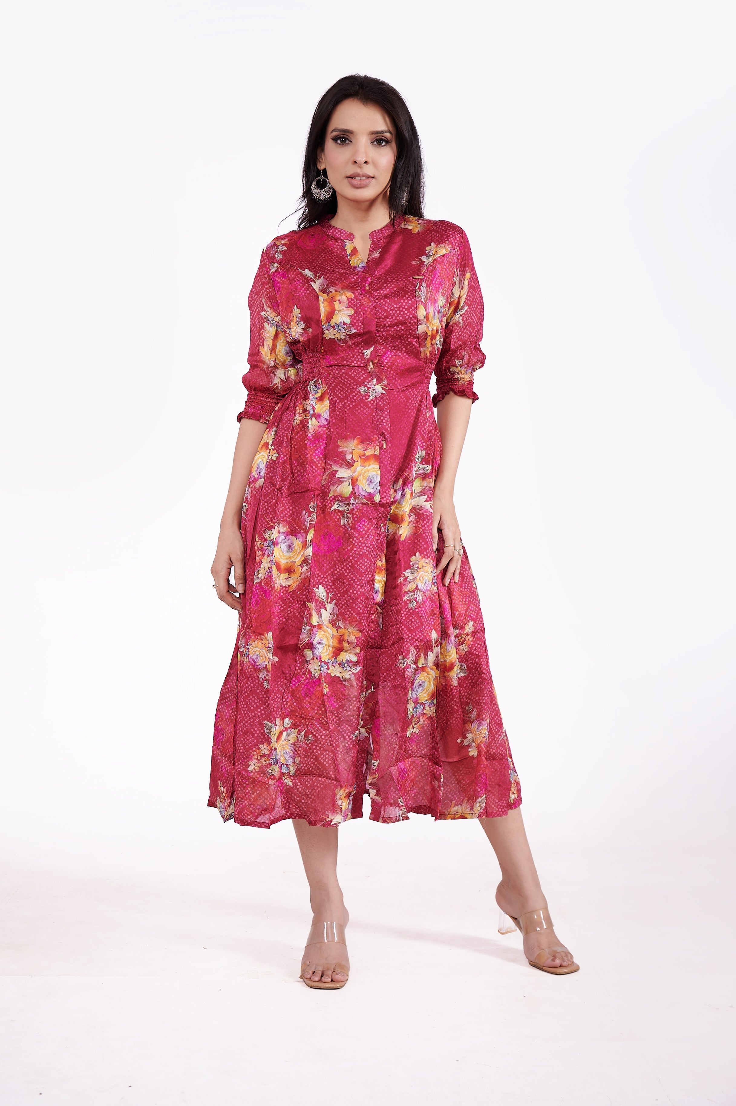 Chinon Floral Bandhini Ethnic Dress image 6
