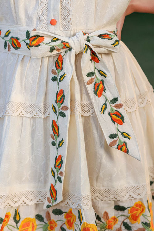 Cotton Embroidered Tunic Dress With Embroidered Belt image 8