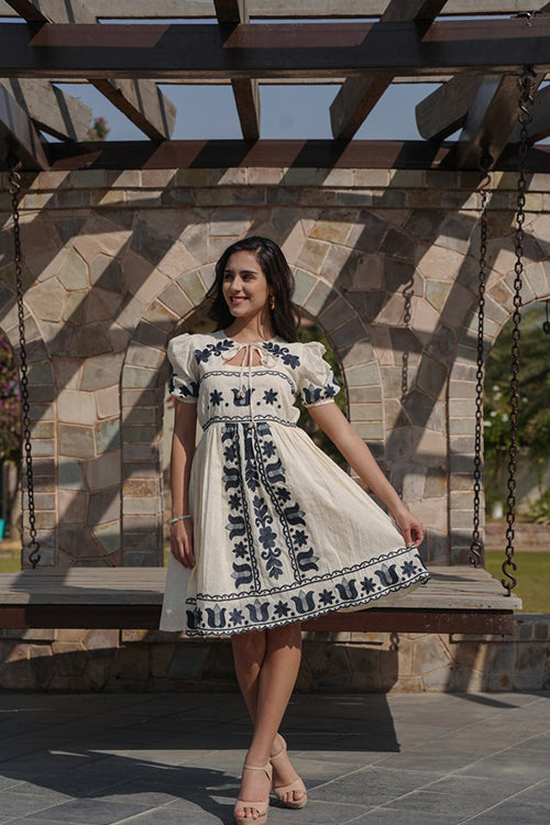 Cotton Embroidered Short Sleeves Tunic Dress image 4