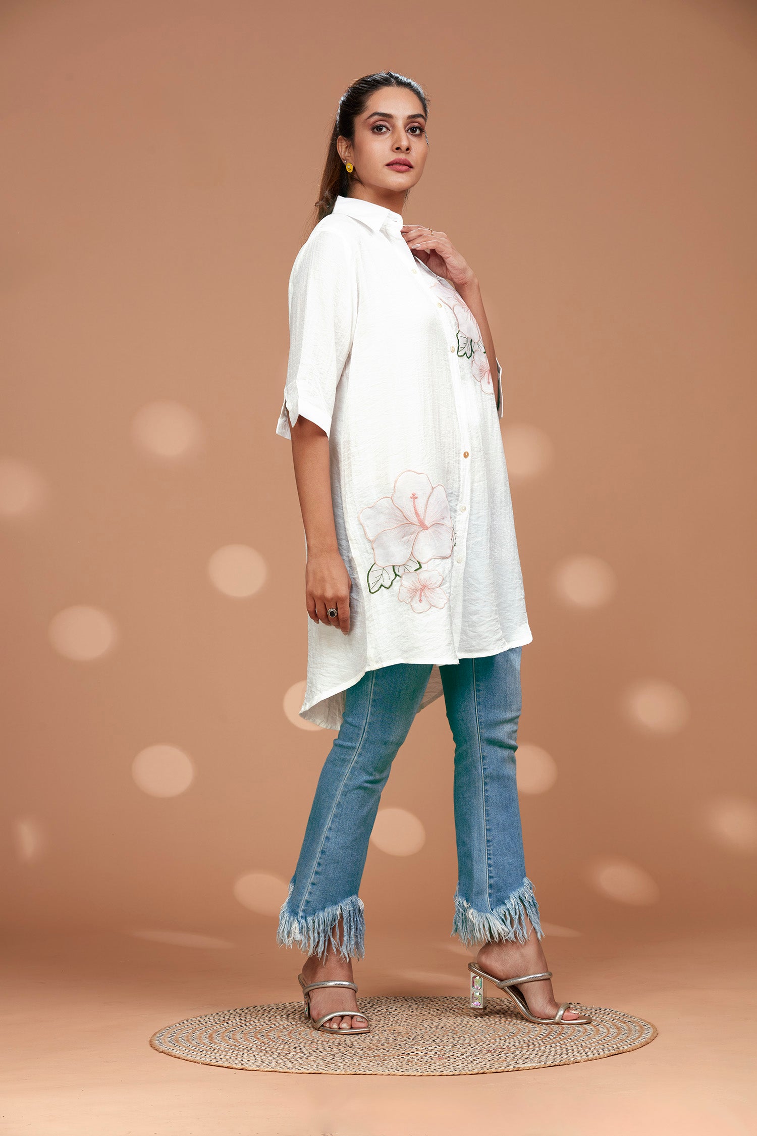 Hibiscus Flower Printed Shirt - White image 3