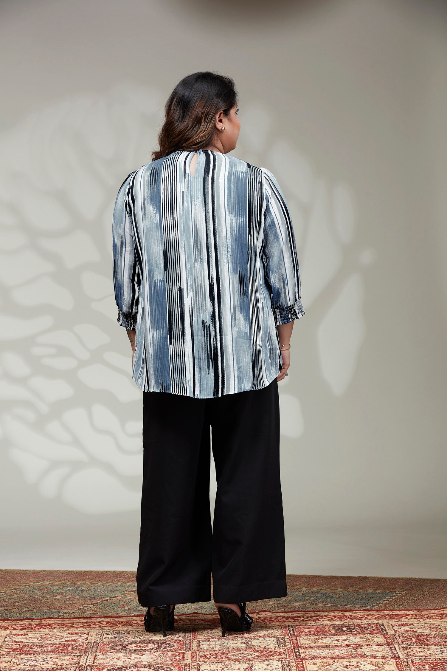 Causal Stipes Printed Top - Blue image 4