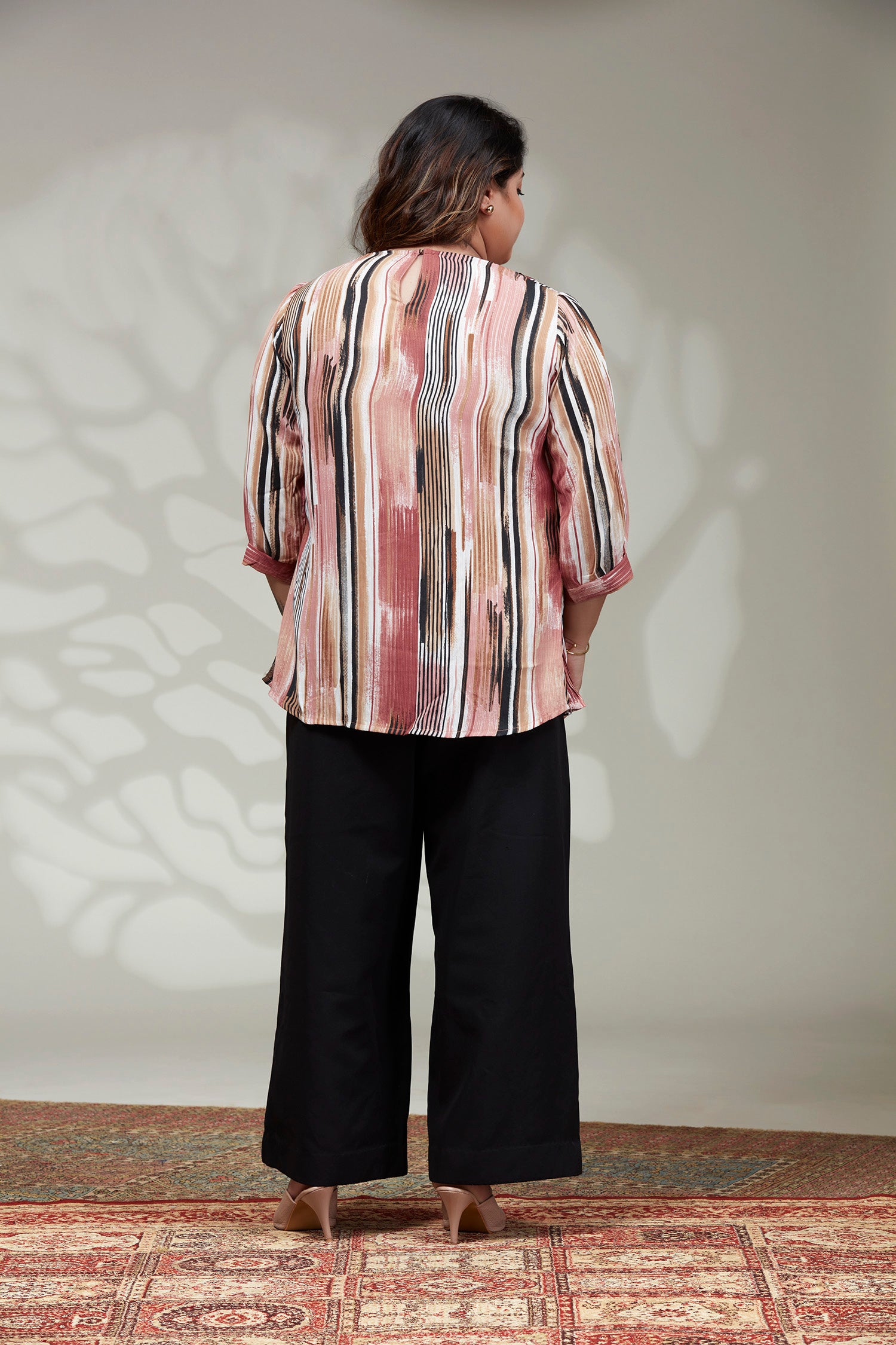 Causal Stipes Printed Top Pink image 4