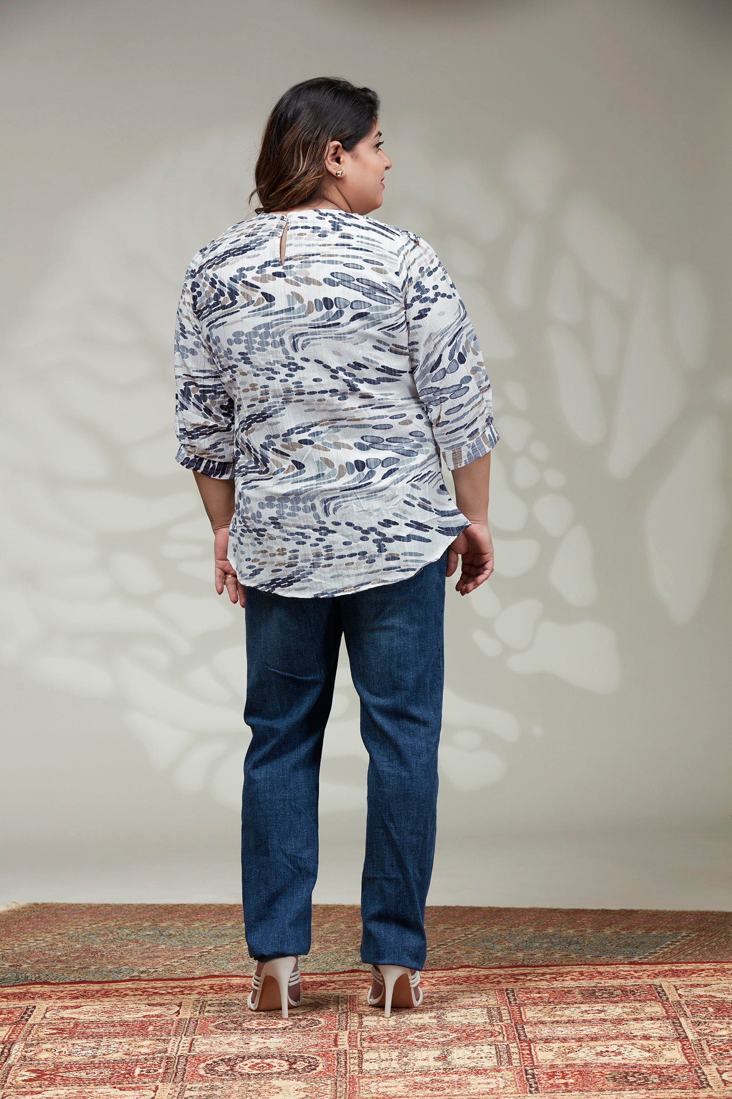 Causal Printed Full Sleeves Top - Grey image 4