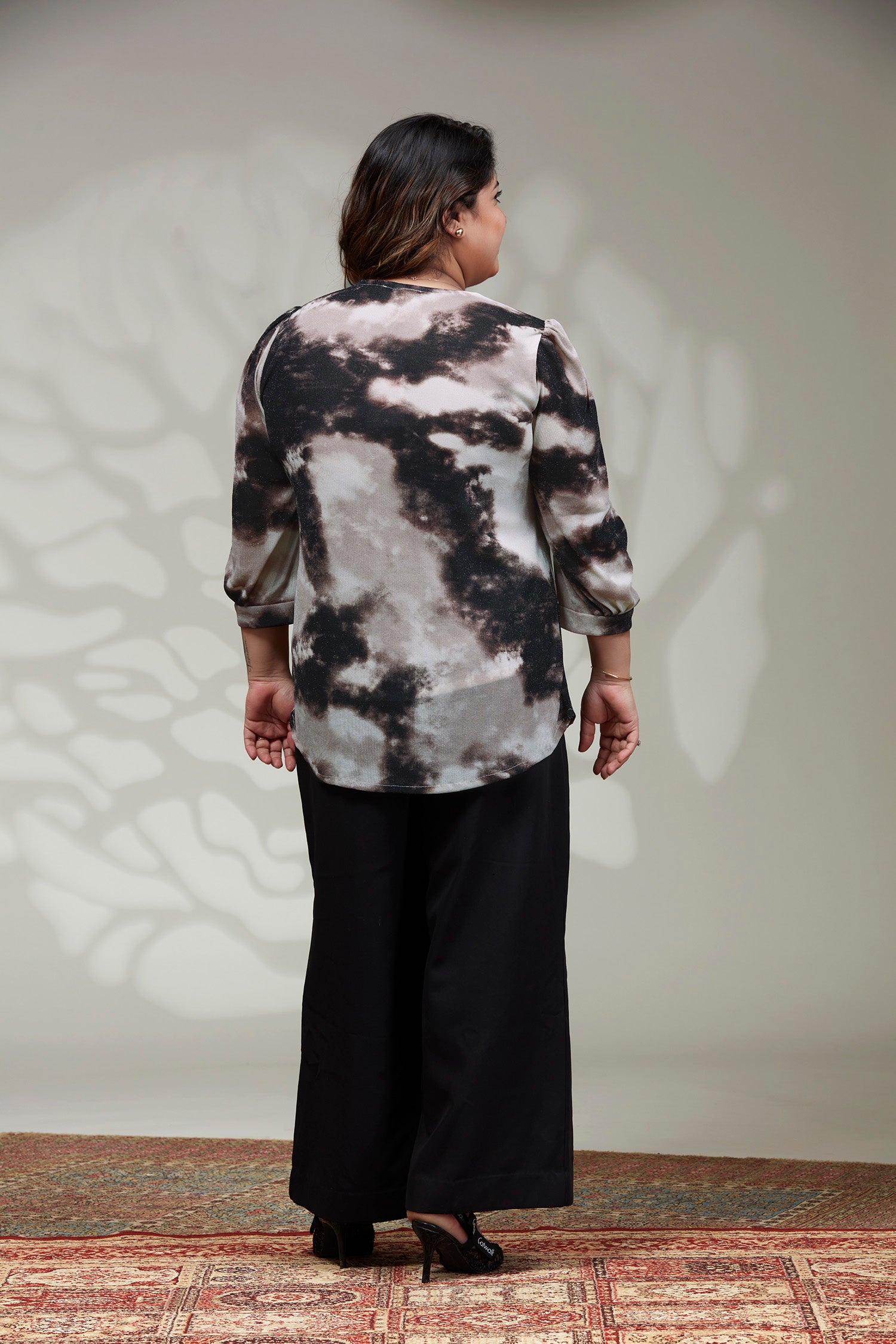 Party Wear Shimmer Tie-die Top -BROWN image 4
