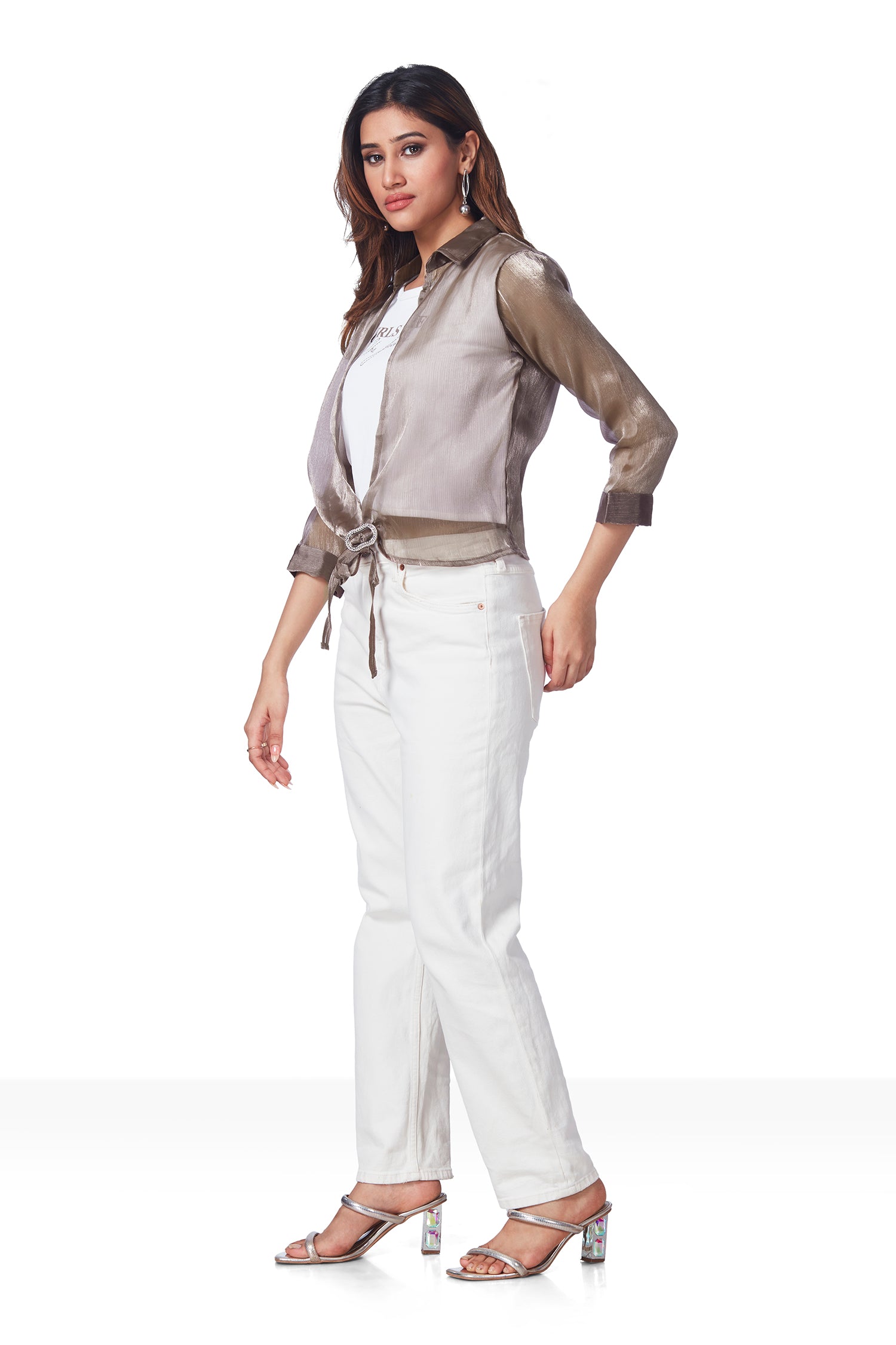 Partywear Top With Self Inner Attached - Brown image 4