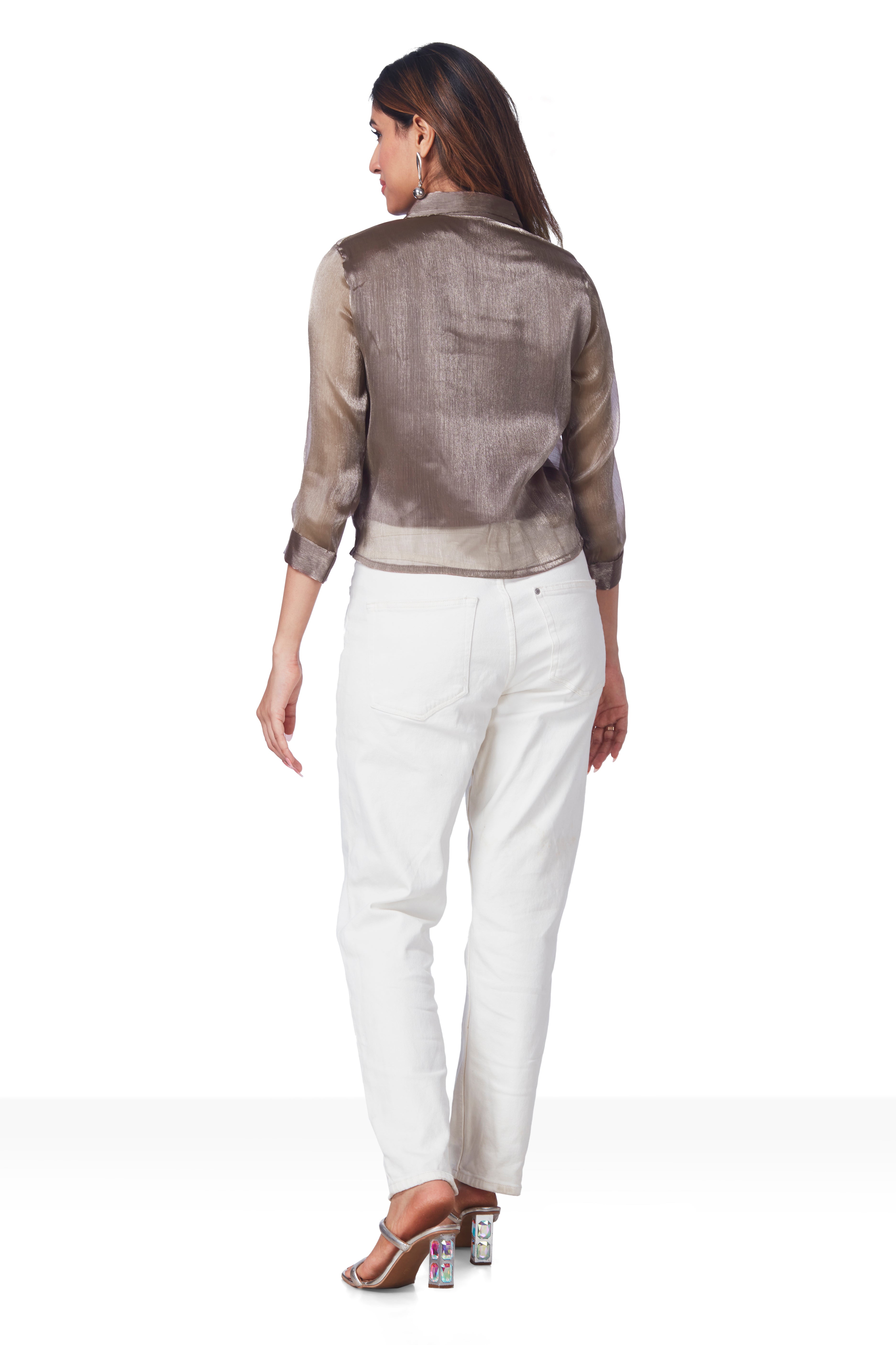 Partywear Top With Self Inner Attached - Brown image 6