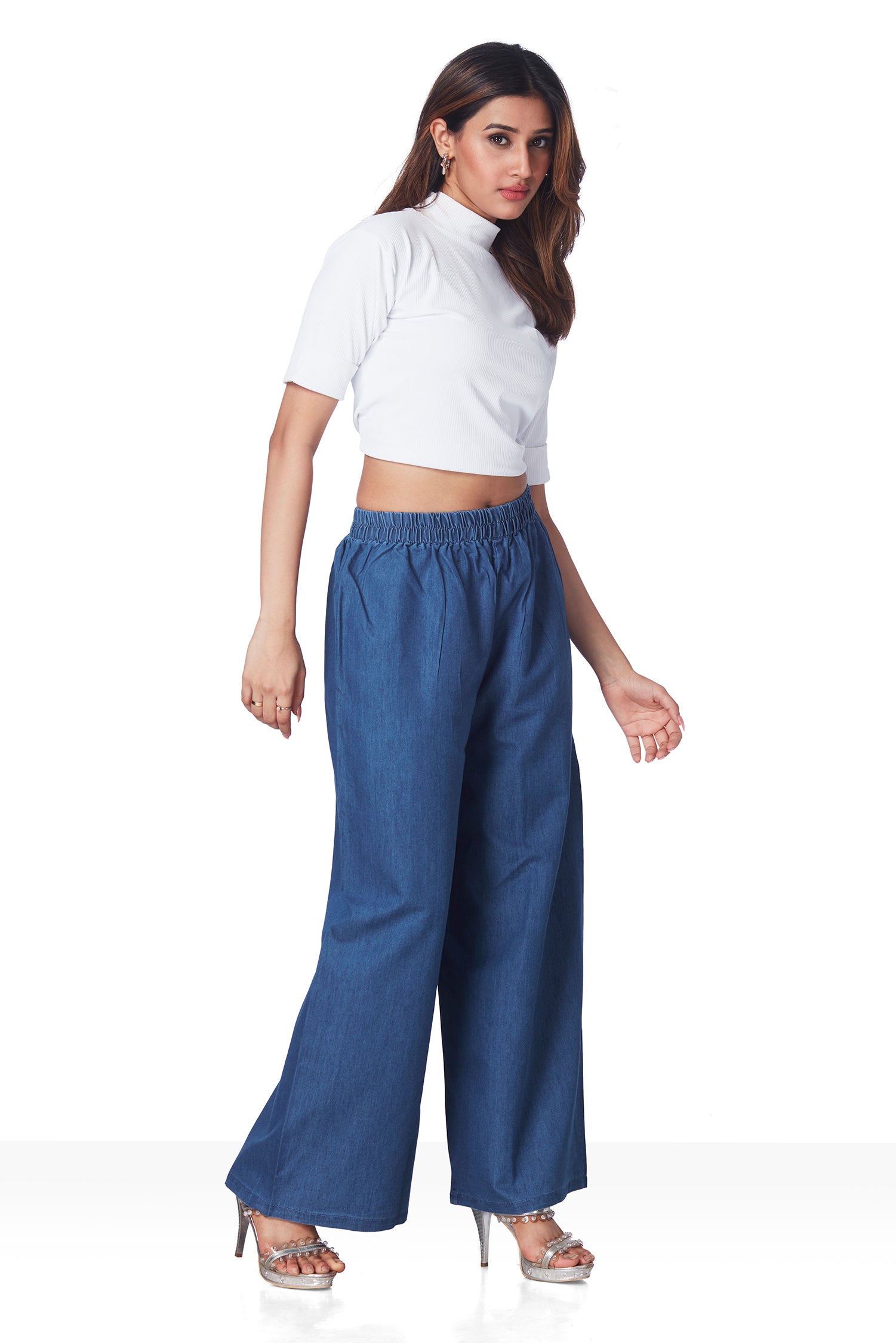 Denim Wide Leg Plazo image 3