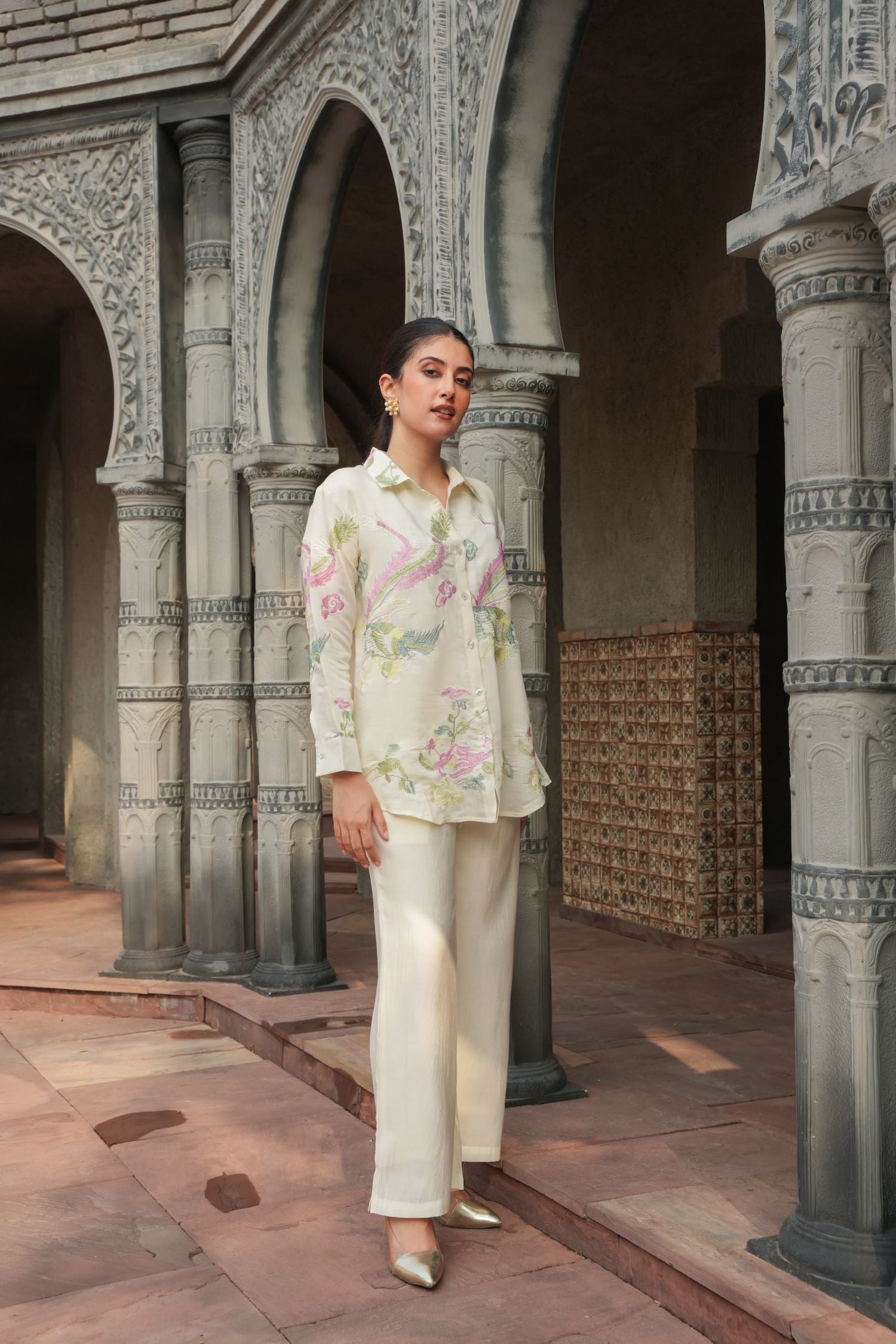 Floral Hand Painted Kurta Cord Set image 4