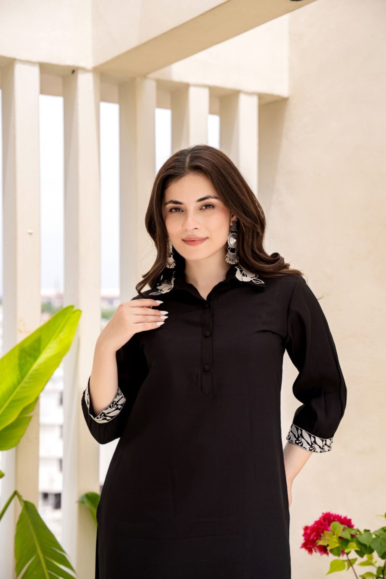 Confident Black Embroidered Kurta Cord Set image 4