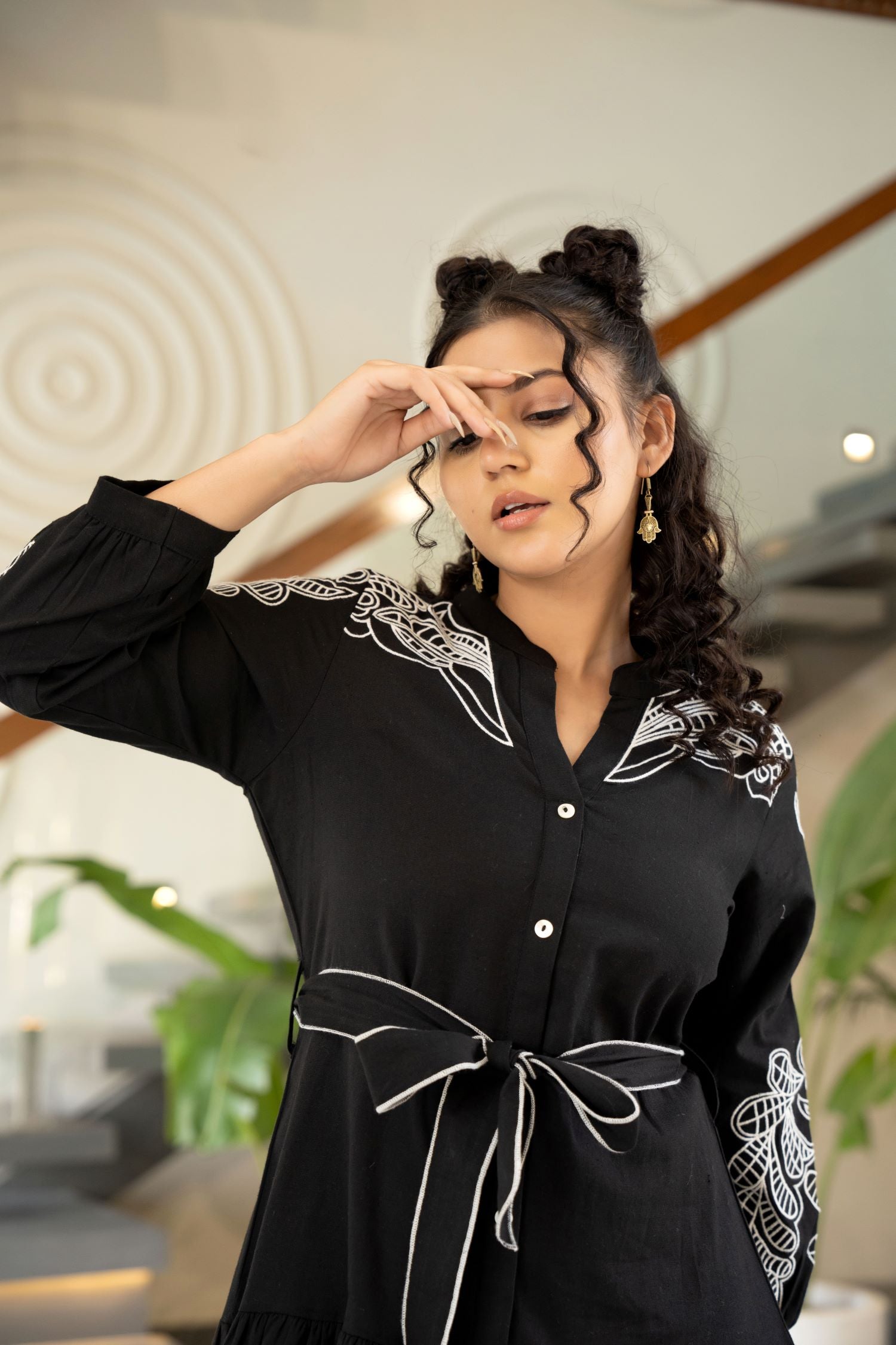 Chic Tunic With Intricate Designs And Flattering Belt image 7