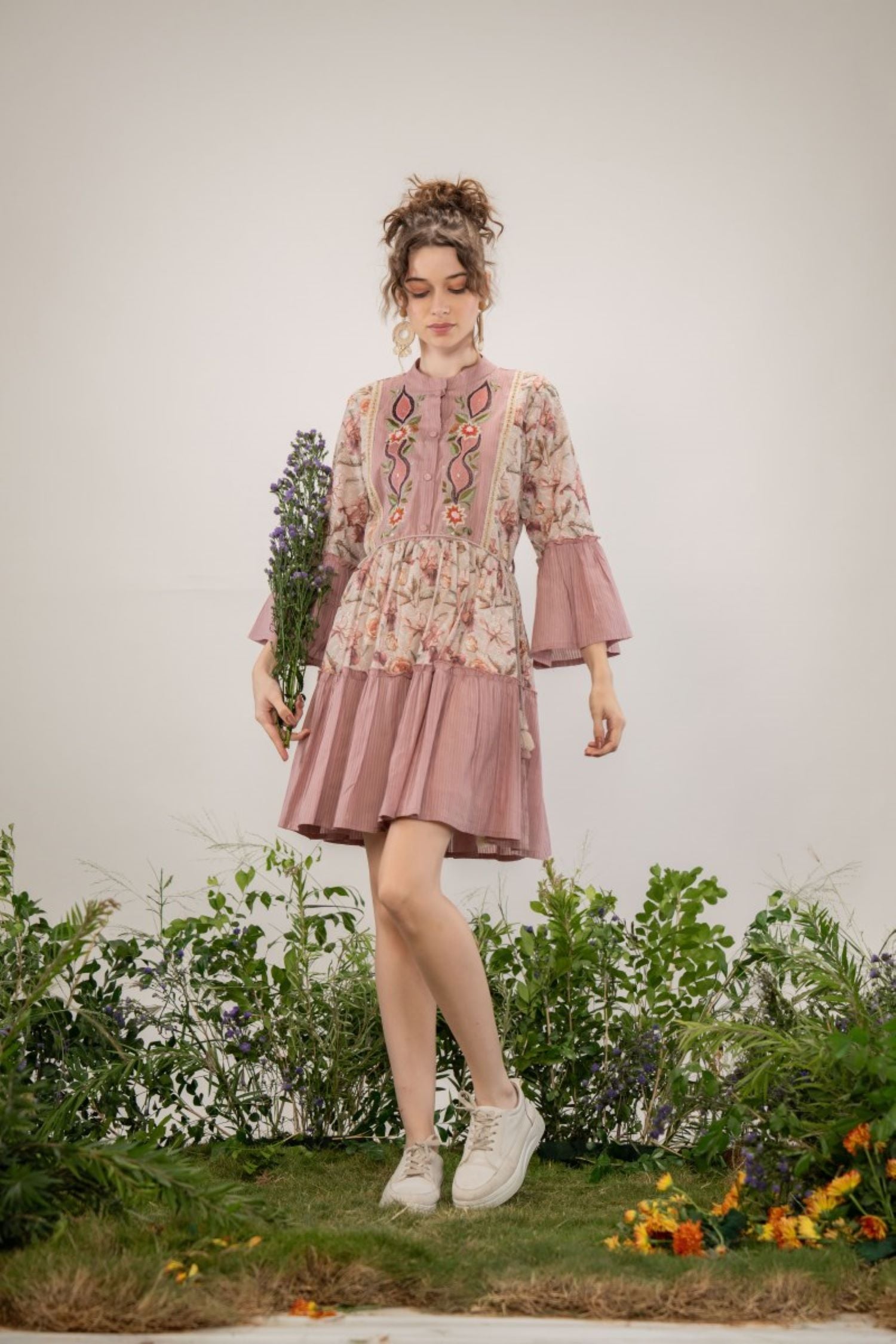 Boho Floral Patchwork Tunic Dress image 4