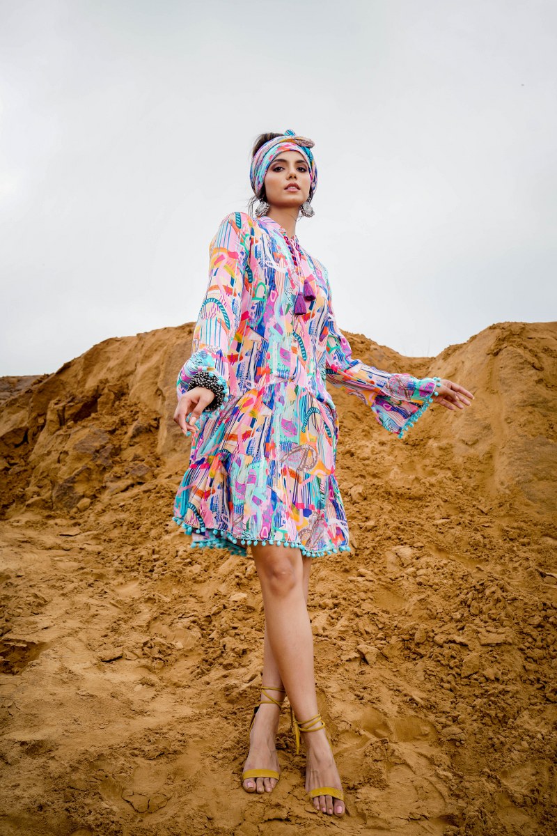 Tunic Cotton Printed Pompom Tunic image 4