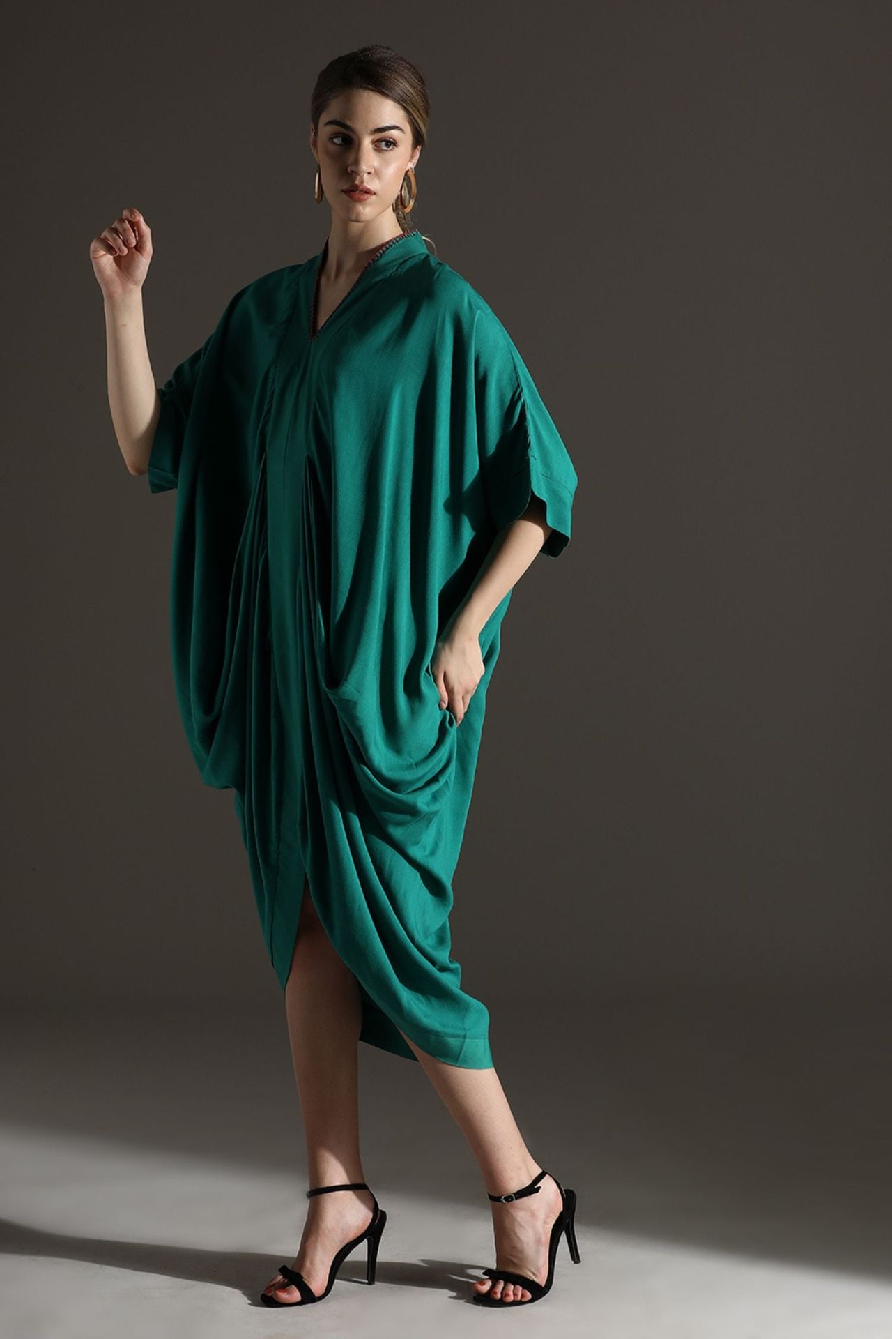 Green Kaftan Style Long Dress image 4