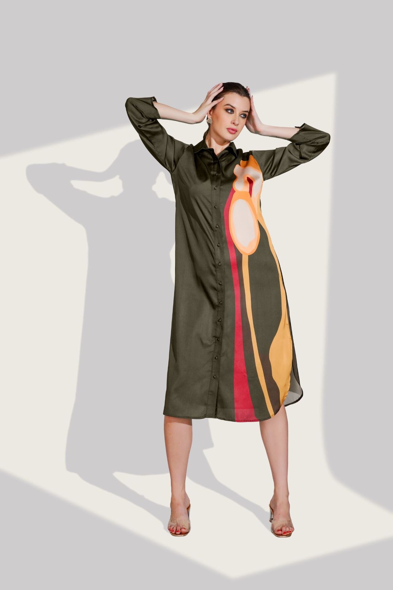 Black Long Dress With Side Print image 4