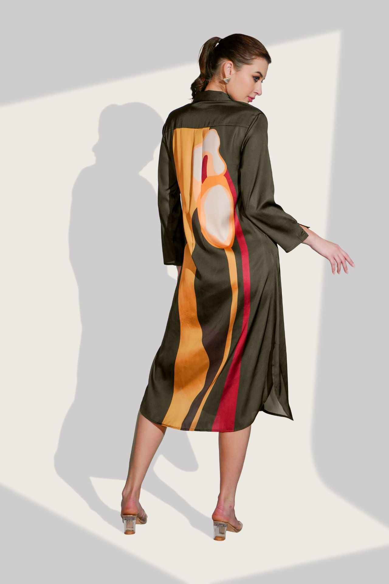 Black Long Dress With Side Print image 6