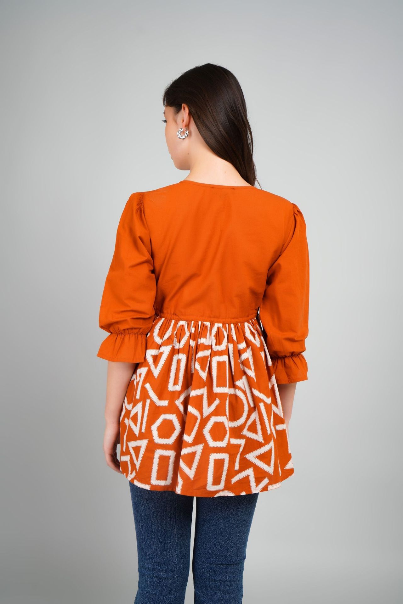 Freyaa Orange Frill Printed Top image 6