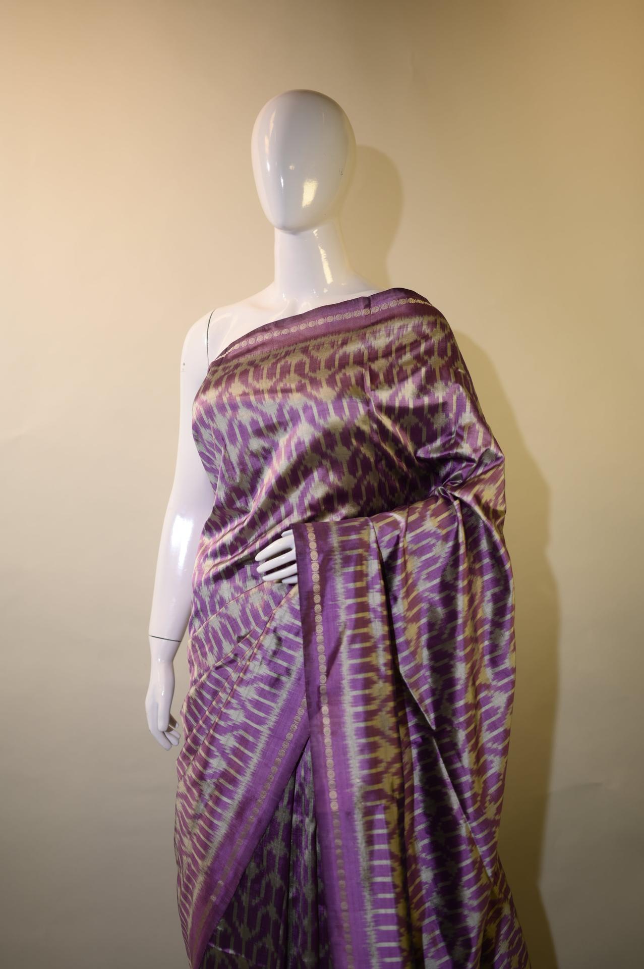 Bibhu Mohapatra Light Purple Mulberry Silk Pochampally Ikat Saree image 2