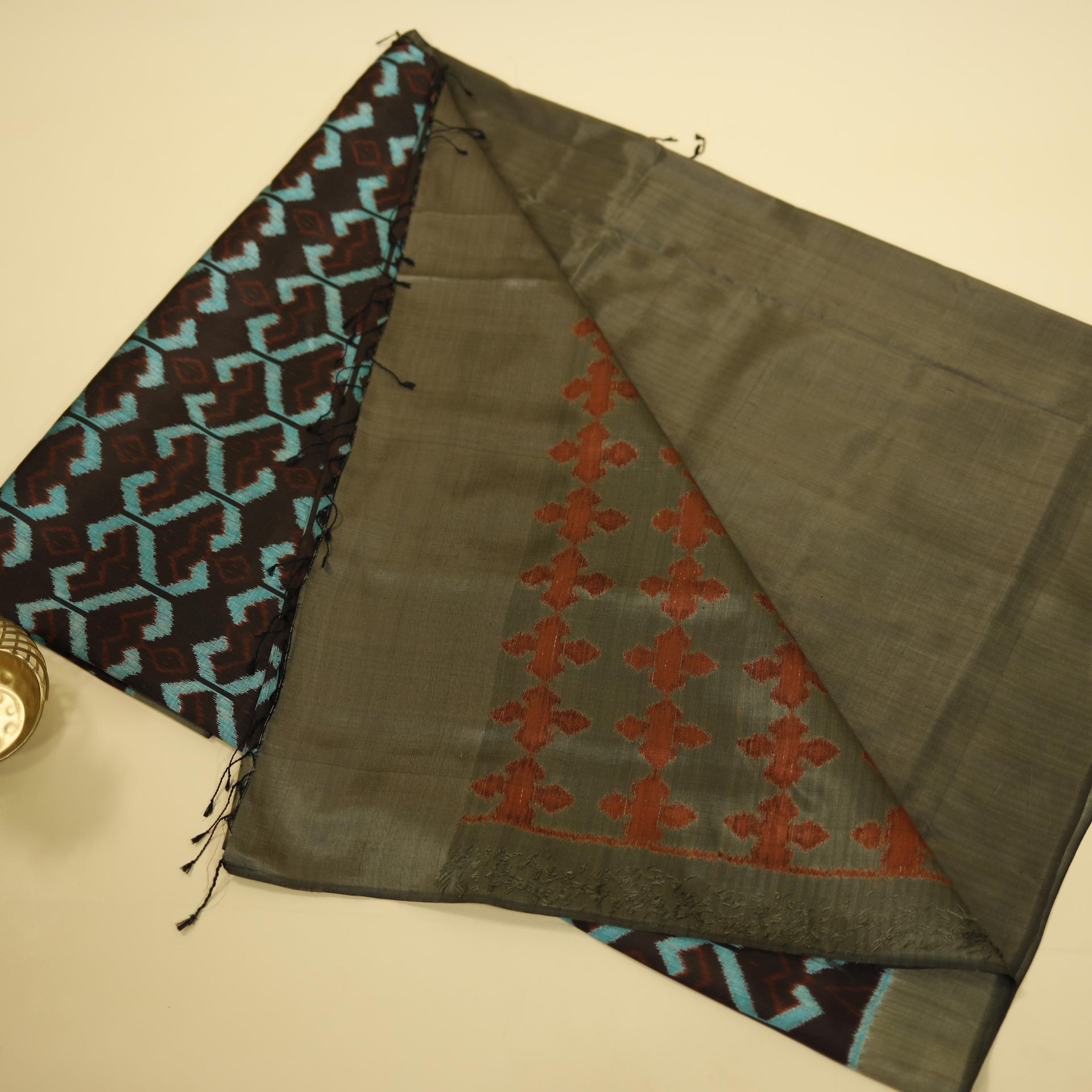 Bibhu Mohapatra Blue & Black Mulberry Silk Odisha Ikat Saree image 2