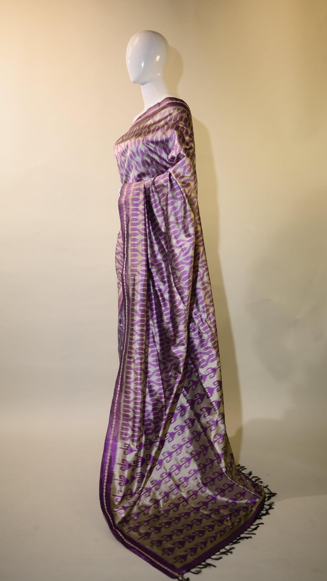 Bibhu Mohapatra Light Purple Mulberry Silk Pochampally Ikat Saree image 3
