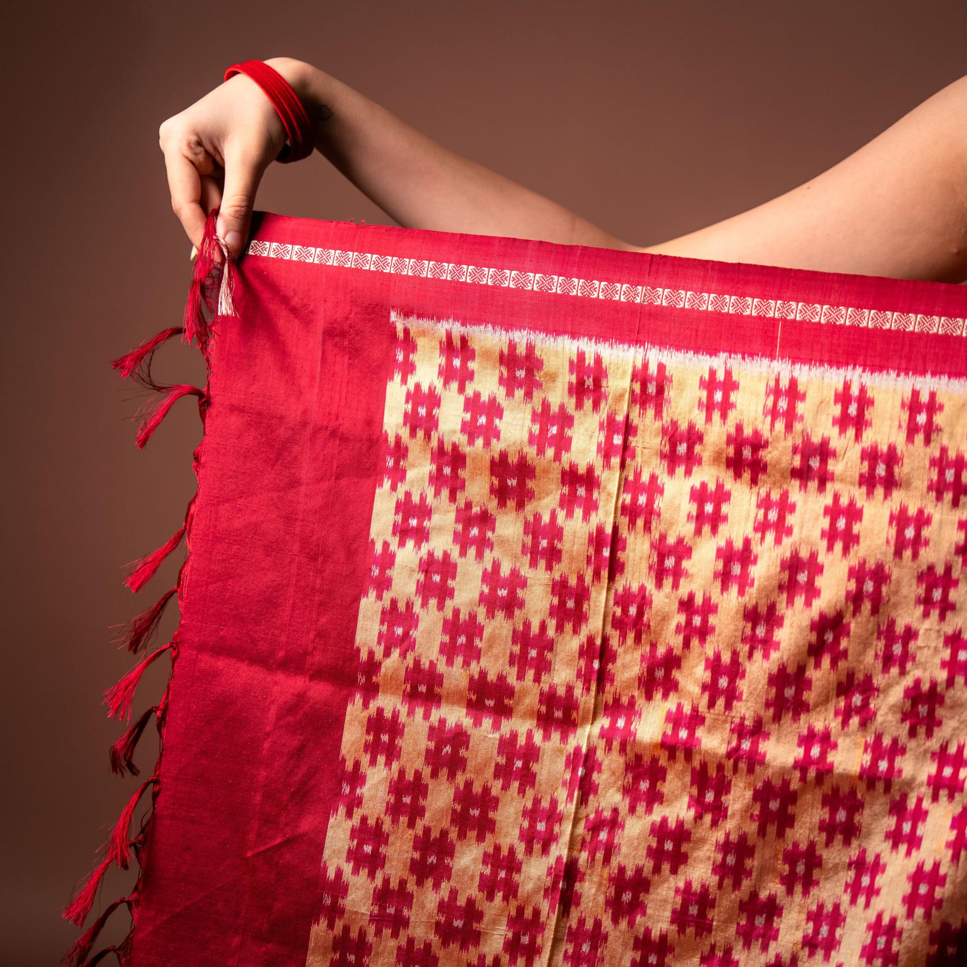Bibhu Mohapatra Blush Pink & Grey Mulberry Silk Pochampally Ikat Saree image 3