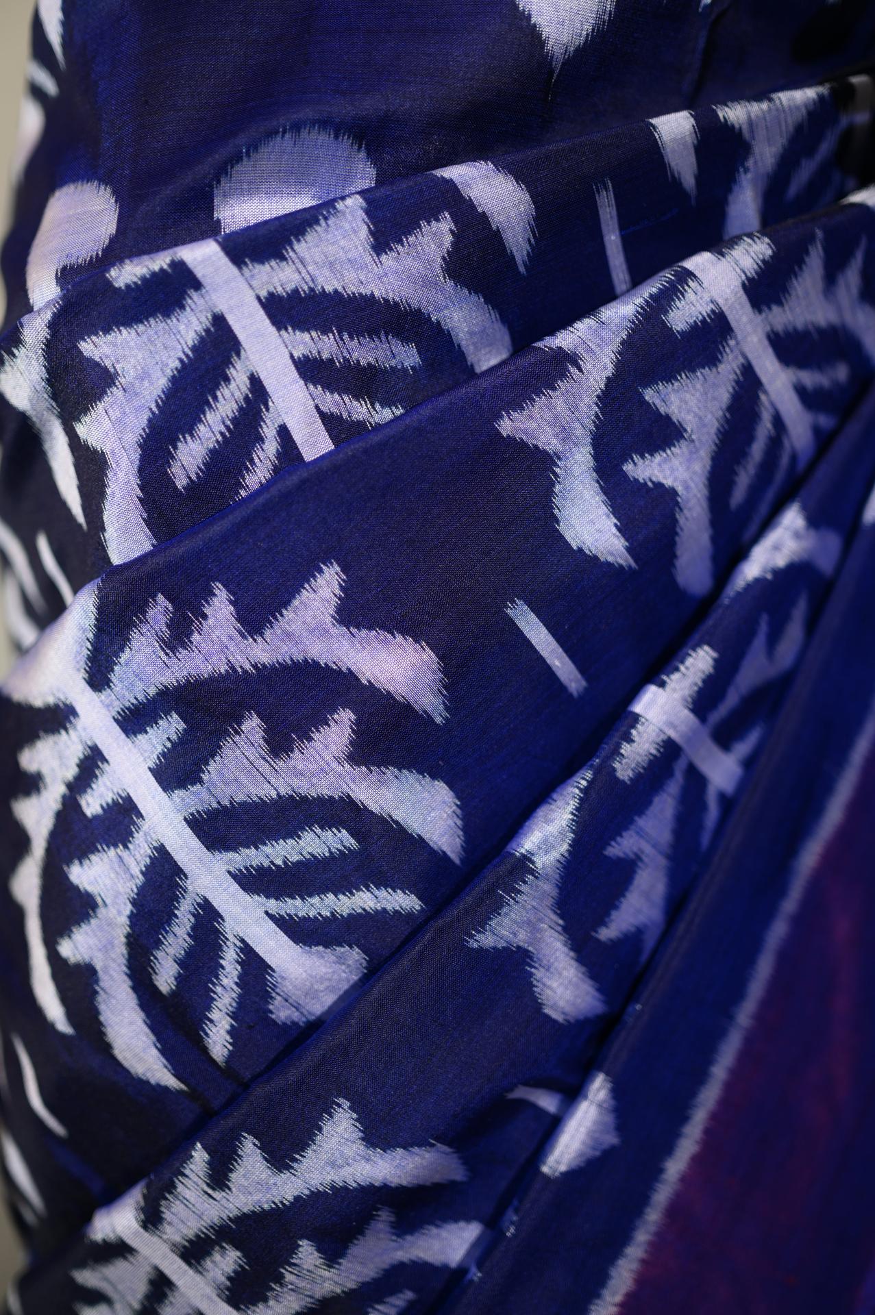 Blue & Purple Mulberry Silk Odisha Ikat Saree image 4