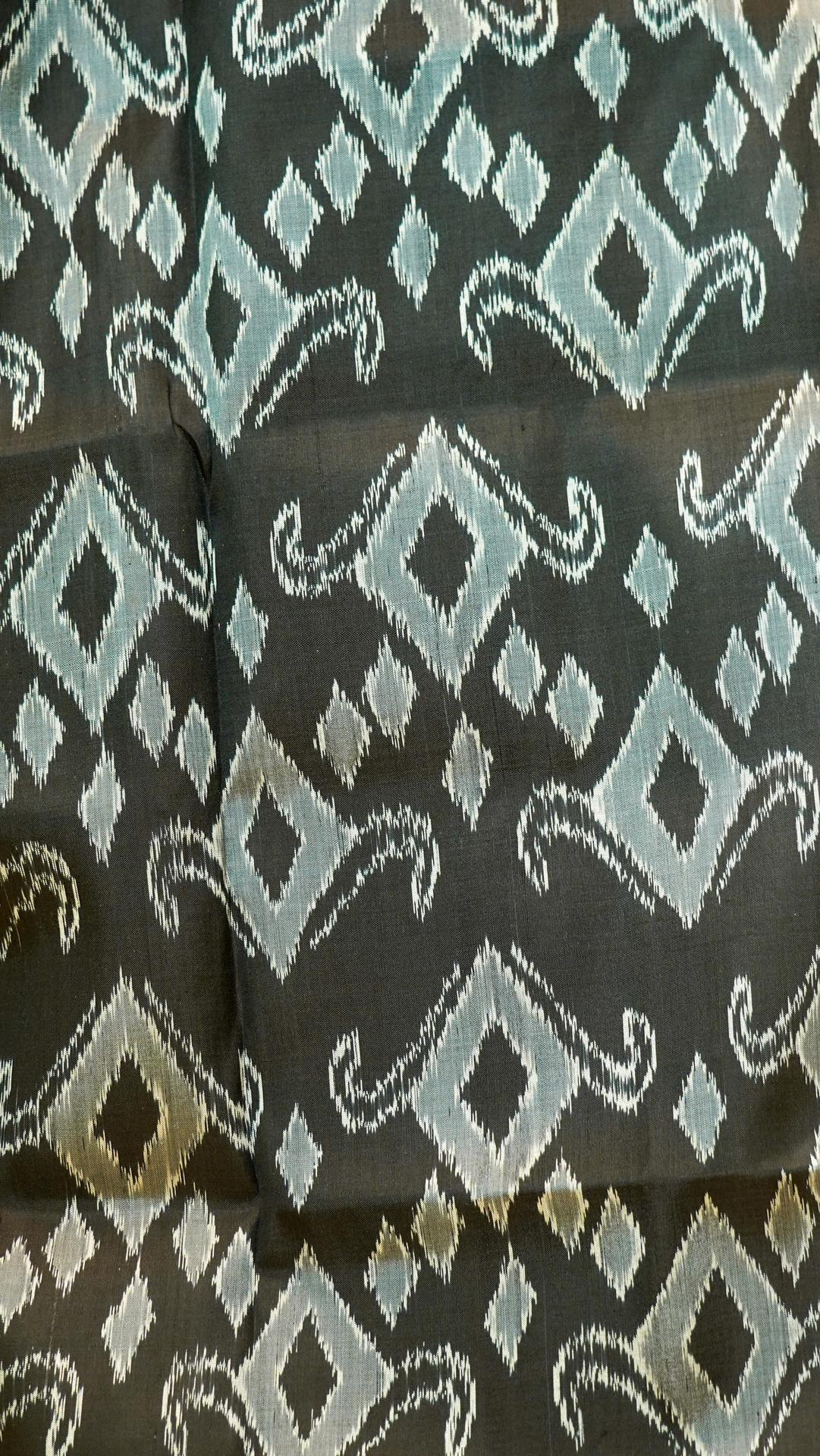 Black & Grey Mulberry Silk Odisha Ikat Saree With Chakra Border image 4