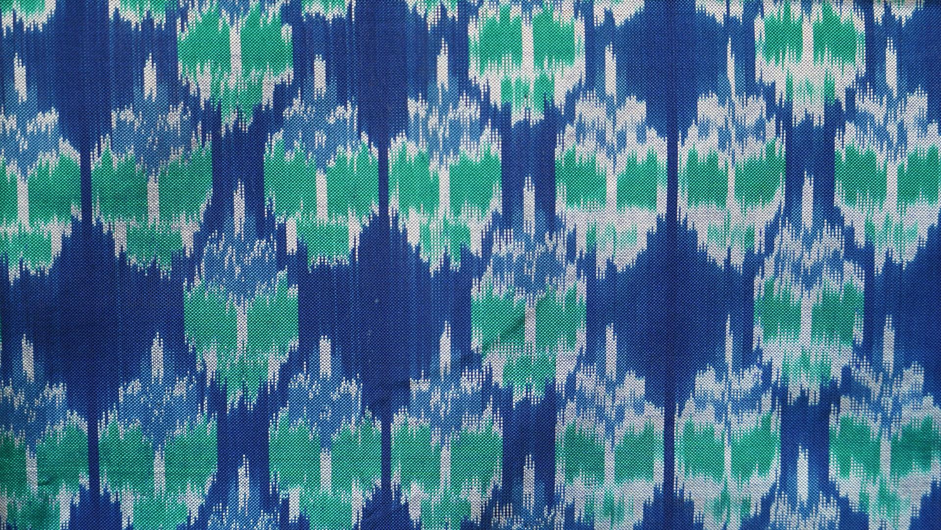 Blue & Sea Green Mulberry Silk Pochampally Geometric Ikat Saree image 4