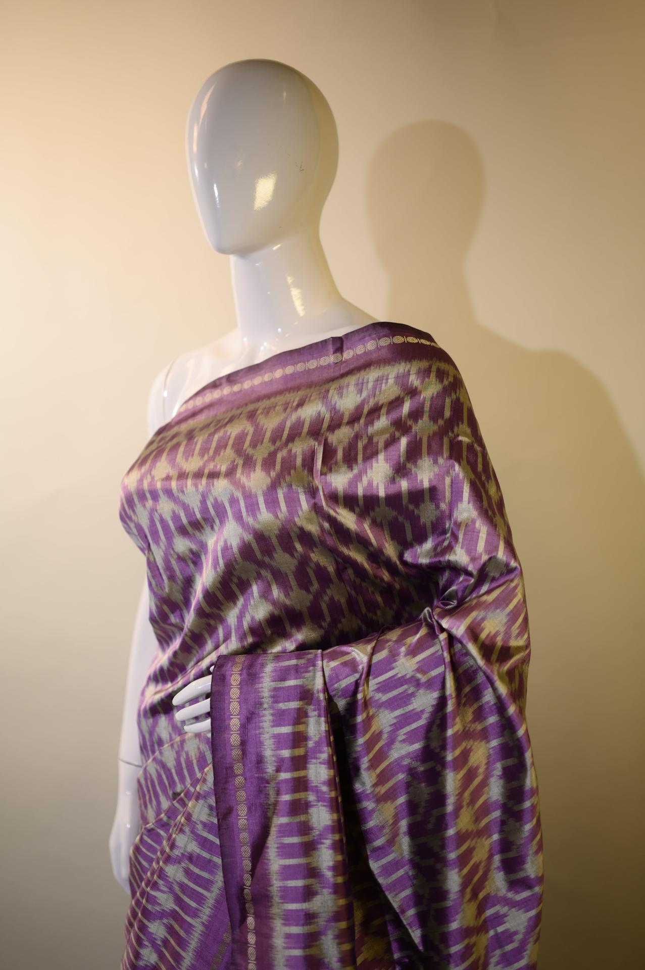 Bibhu Mohapatra Light Purple Mulberry Silk Pochampally Ikat Saree image 4