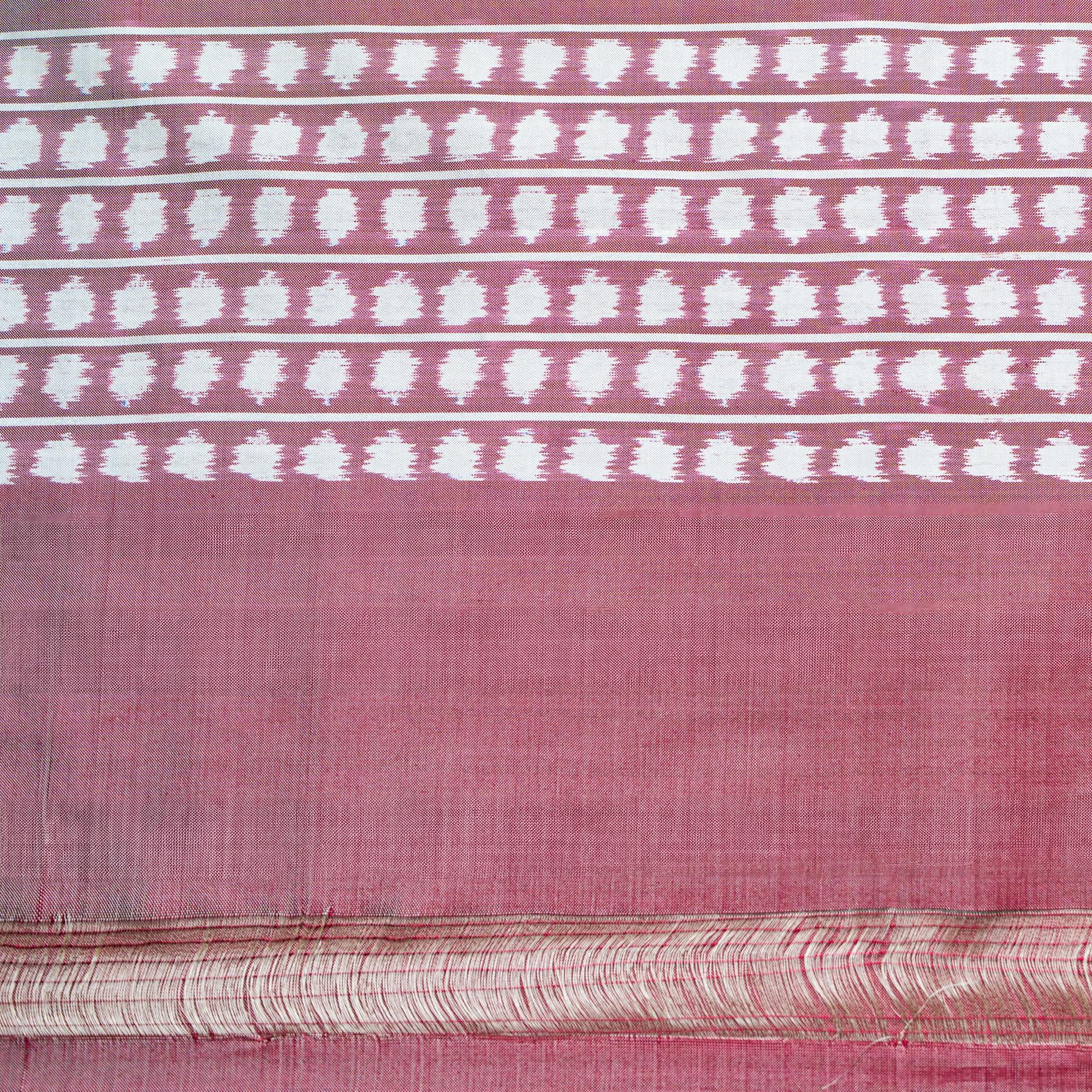 Bibhu Mohapatra Maroon & White Mulberry Silk Pochampally Ikat Saree image 4