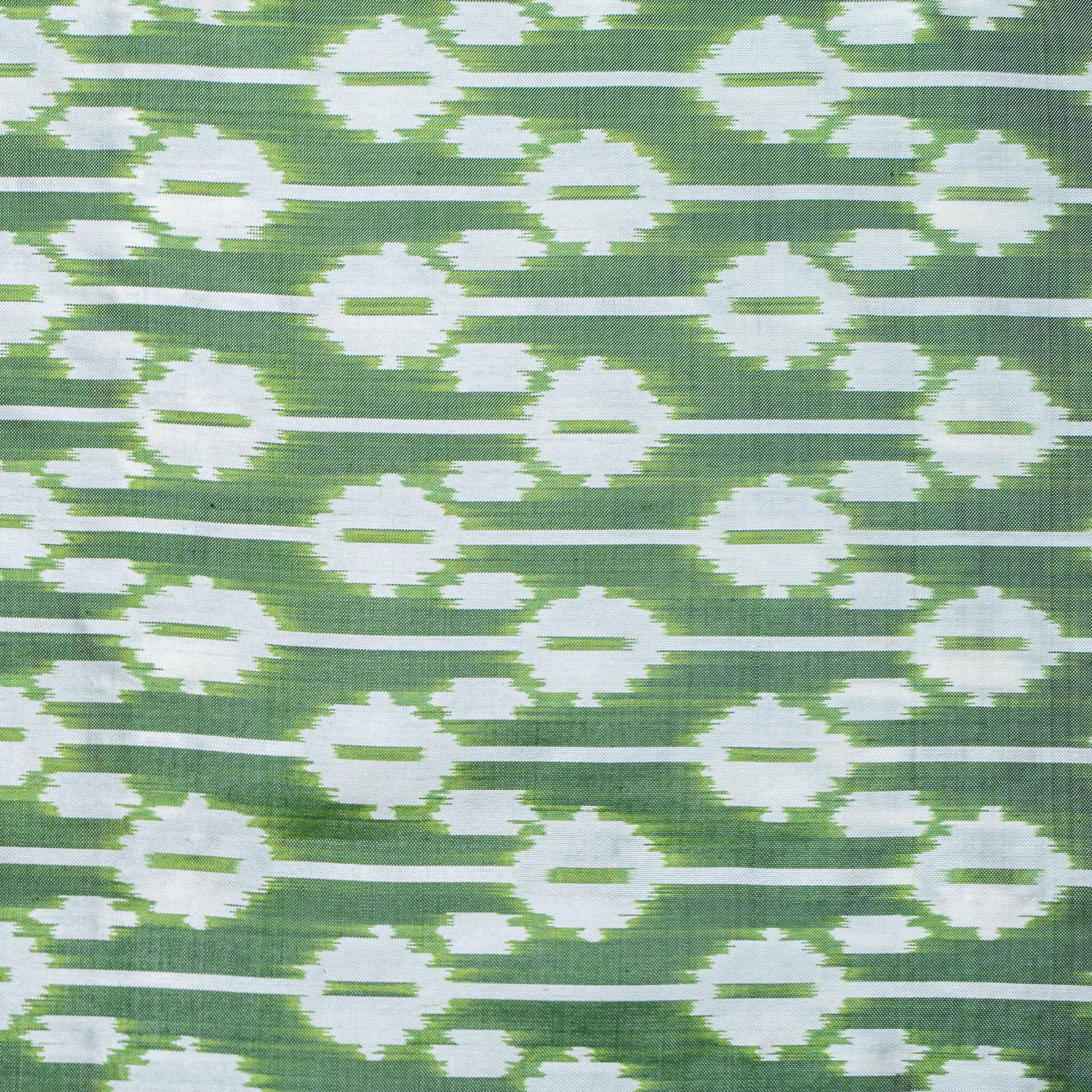 Sage Green & Dark Pink Mulberry Silk Pochampally Ikat Saree image 4